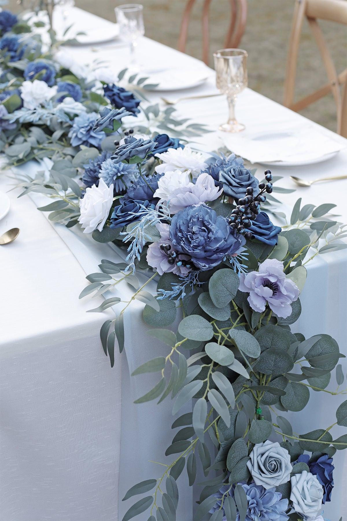 6ft Flower Garland in Dusty Blue & Navy
