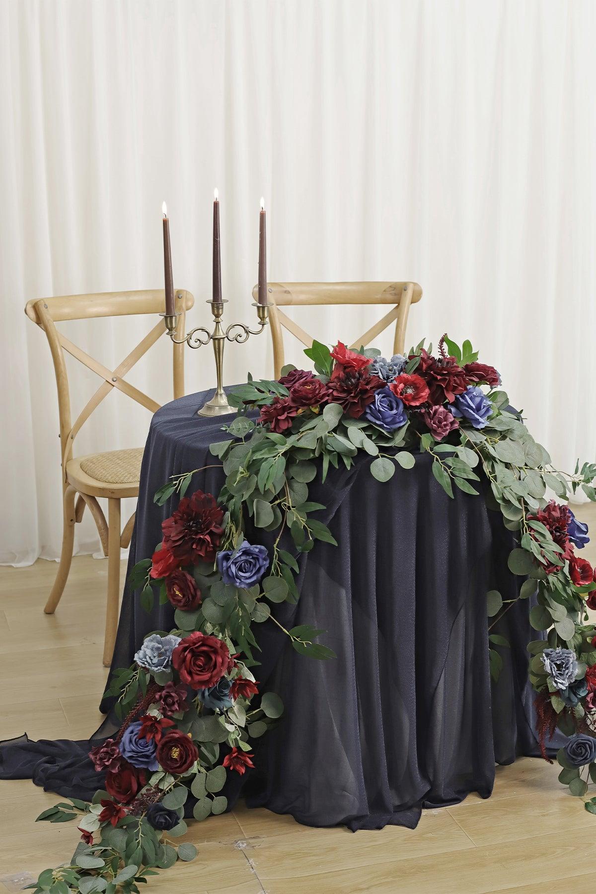 6ft Flower Garland in Burgundy & Navy