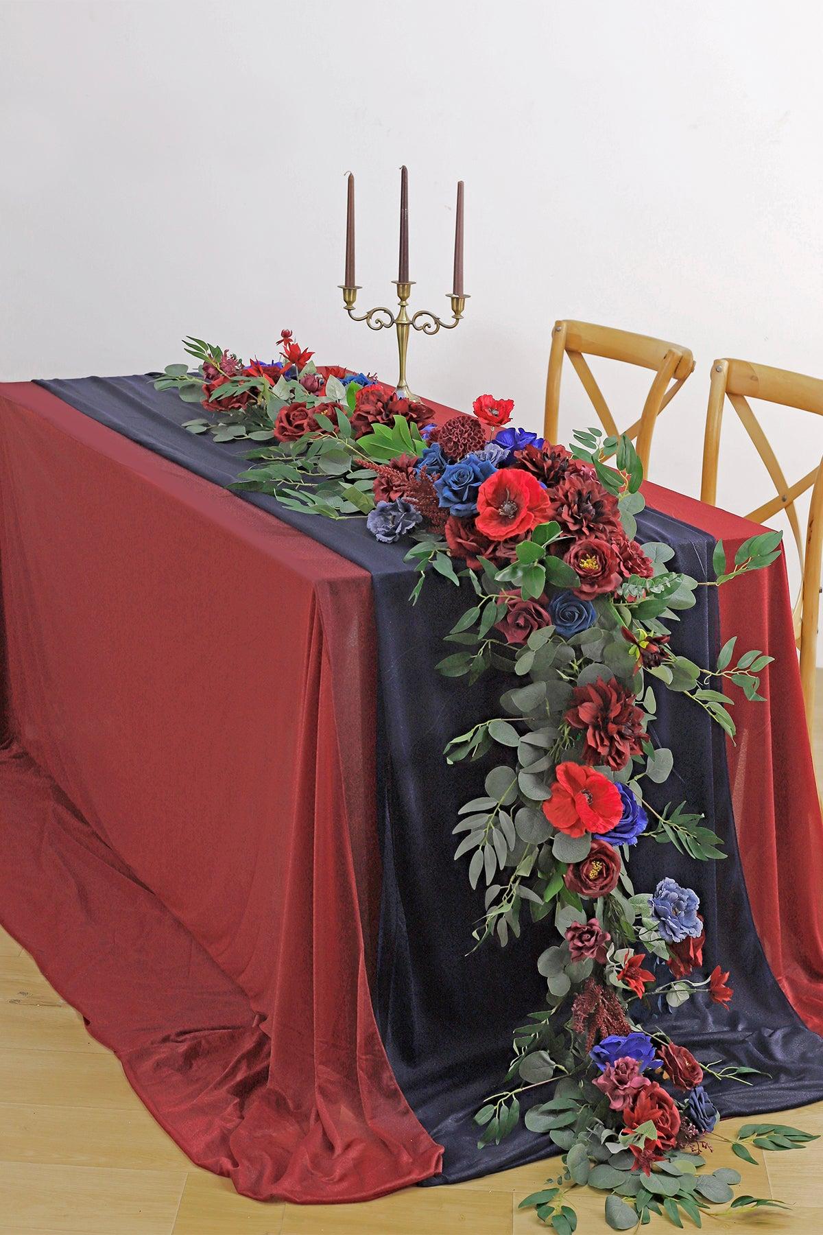 6ft Flower Garland in Burgundy & Navy