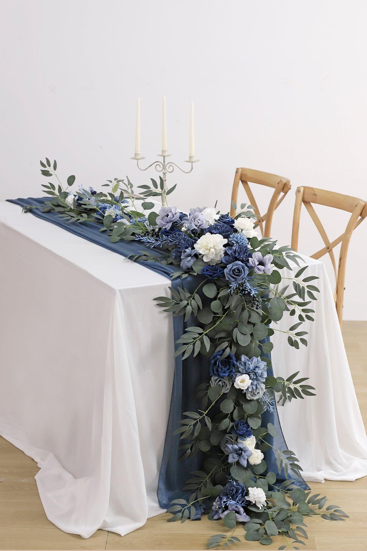 6ft Flower Garland in Dusty Blue & Navy