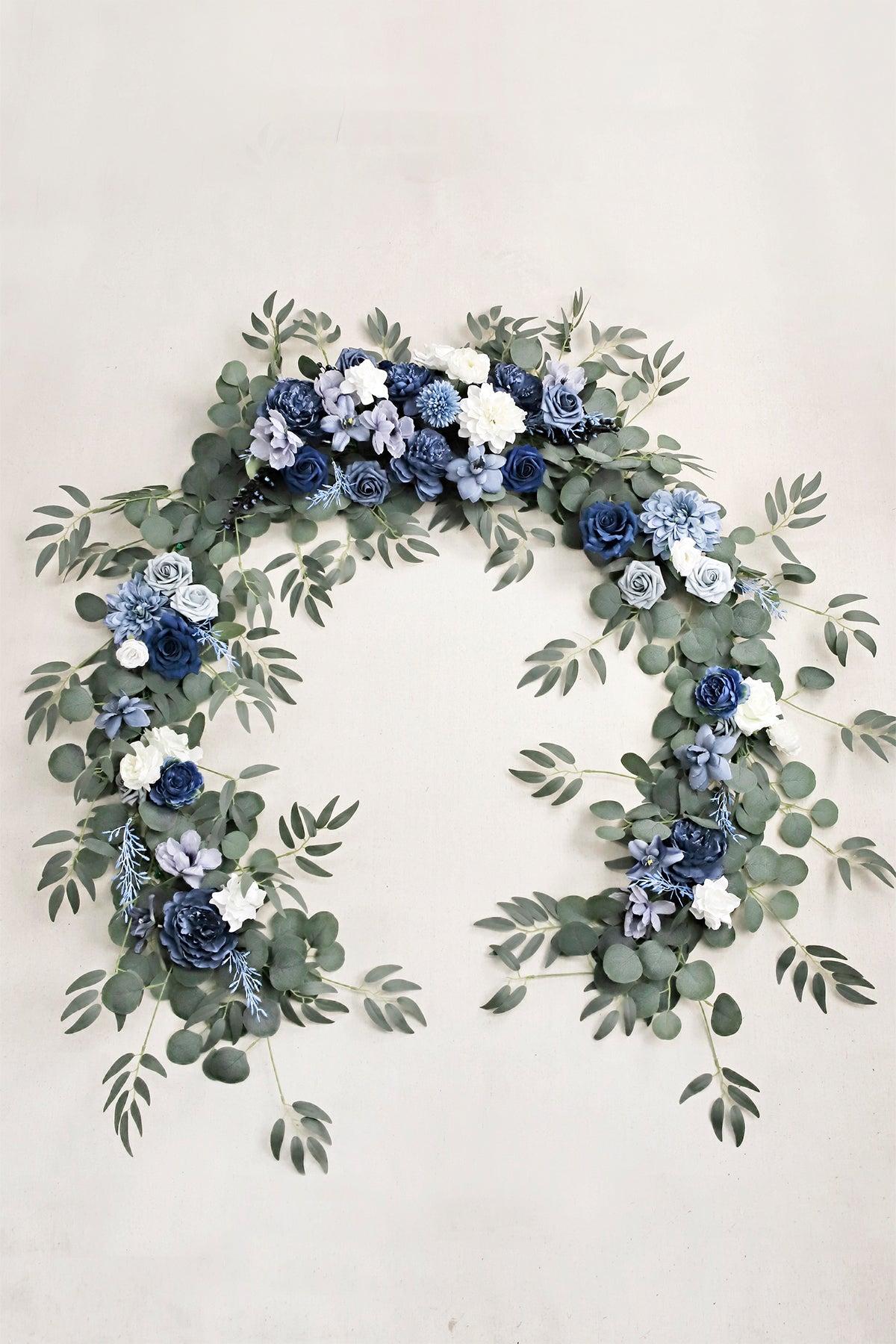 6ft Flower Garland in Dusty Blue & Navy