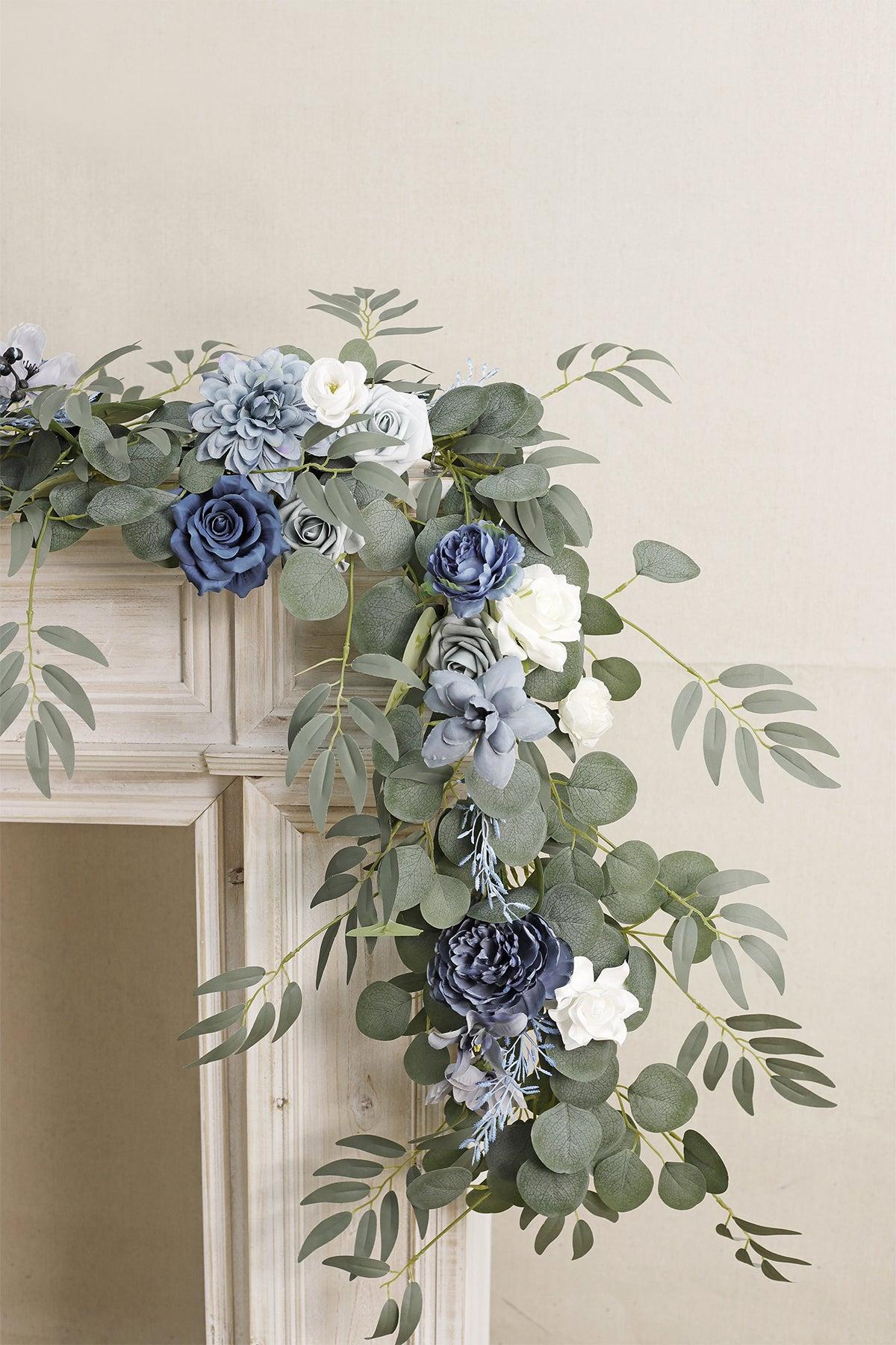 6ft Flower Garland in Dusty Blue & Navy