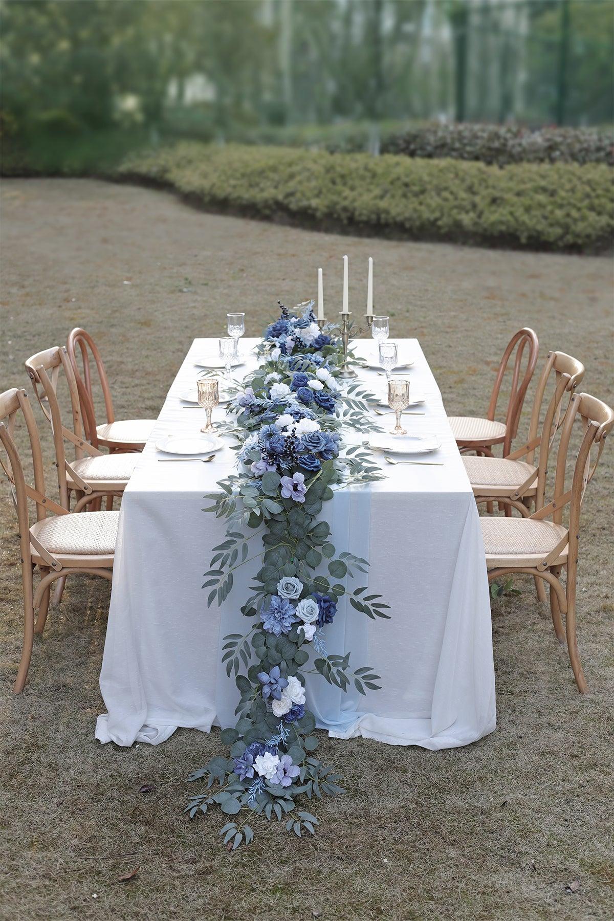 6ft Flower Garland in Dusty Blue & Navy