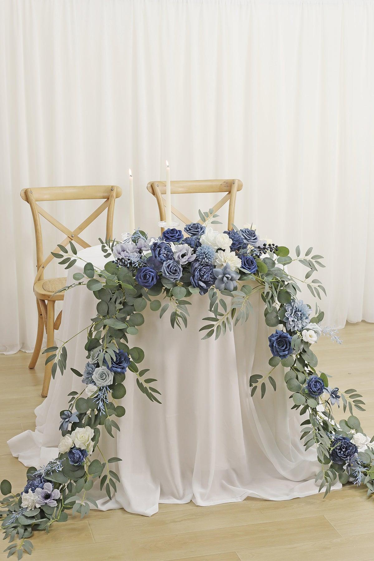 6ft Flower Garland in Dusty Blue & Navy