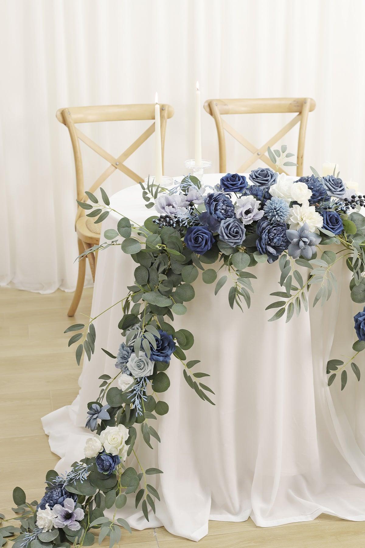 6ft Flower Garland in Dusty Blue & Navy