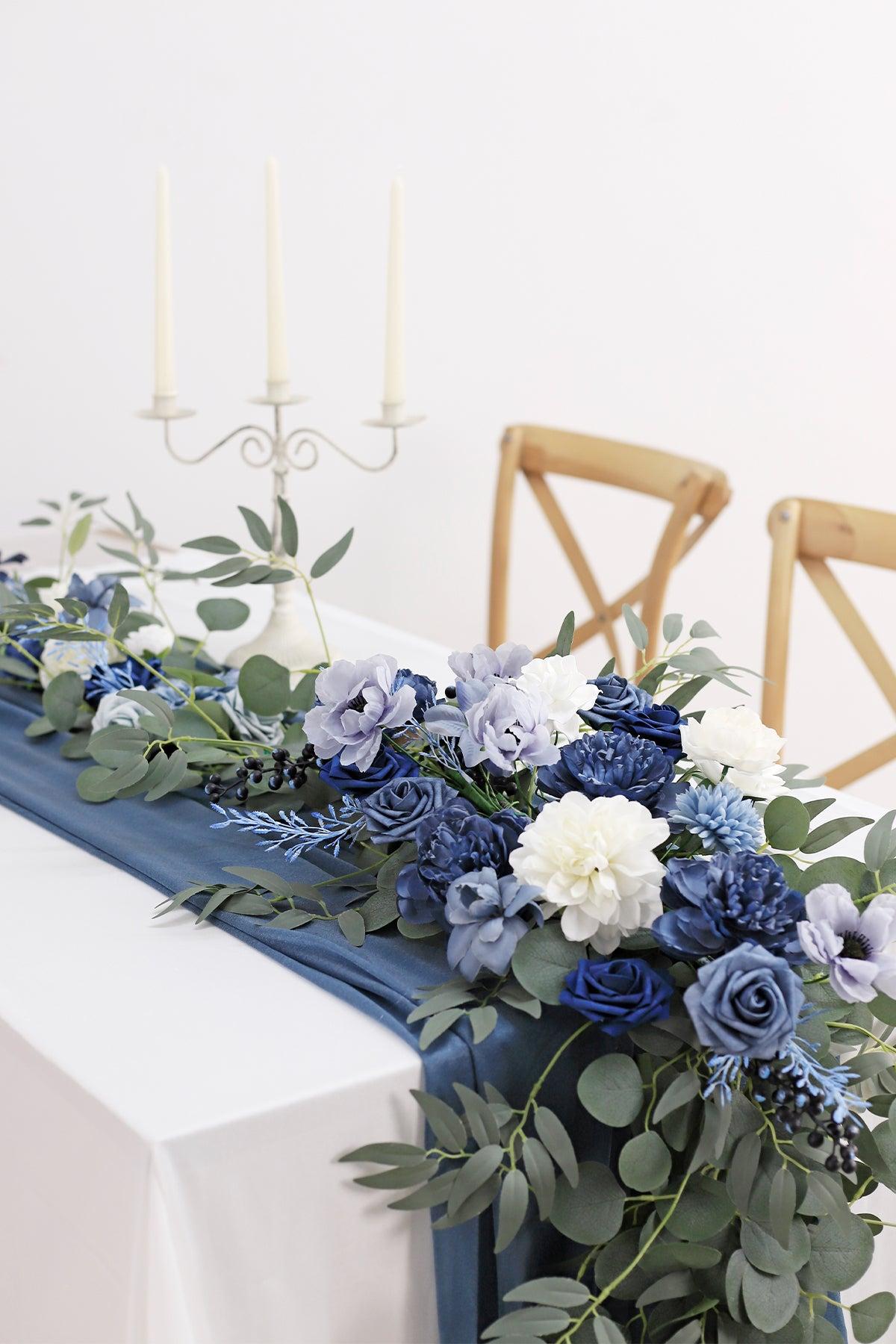 6ft Flower Garland in Dusty Blue & Navy