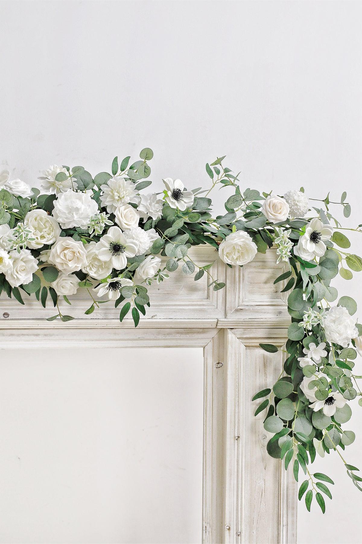 6ft Flower Garland in White & Beige