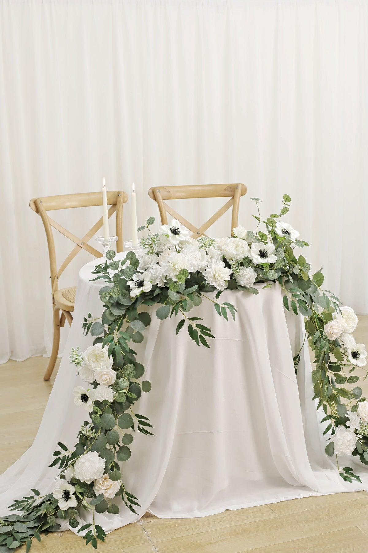 6ft Flower Garland in White & Beige