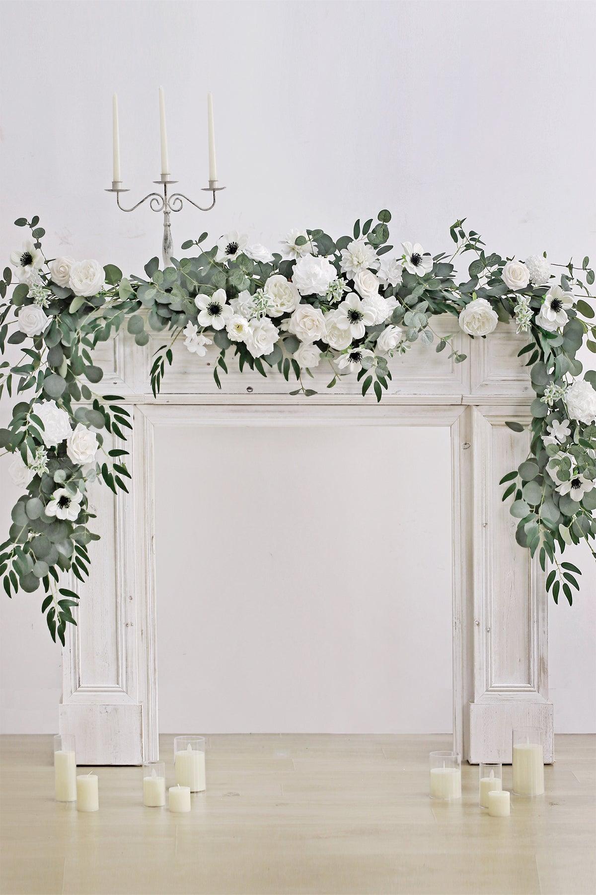 6ft Flower Garland in White & Beige