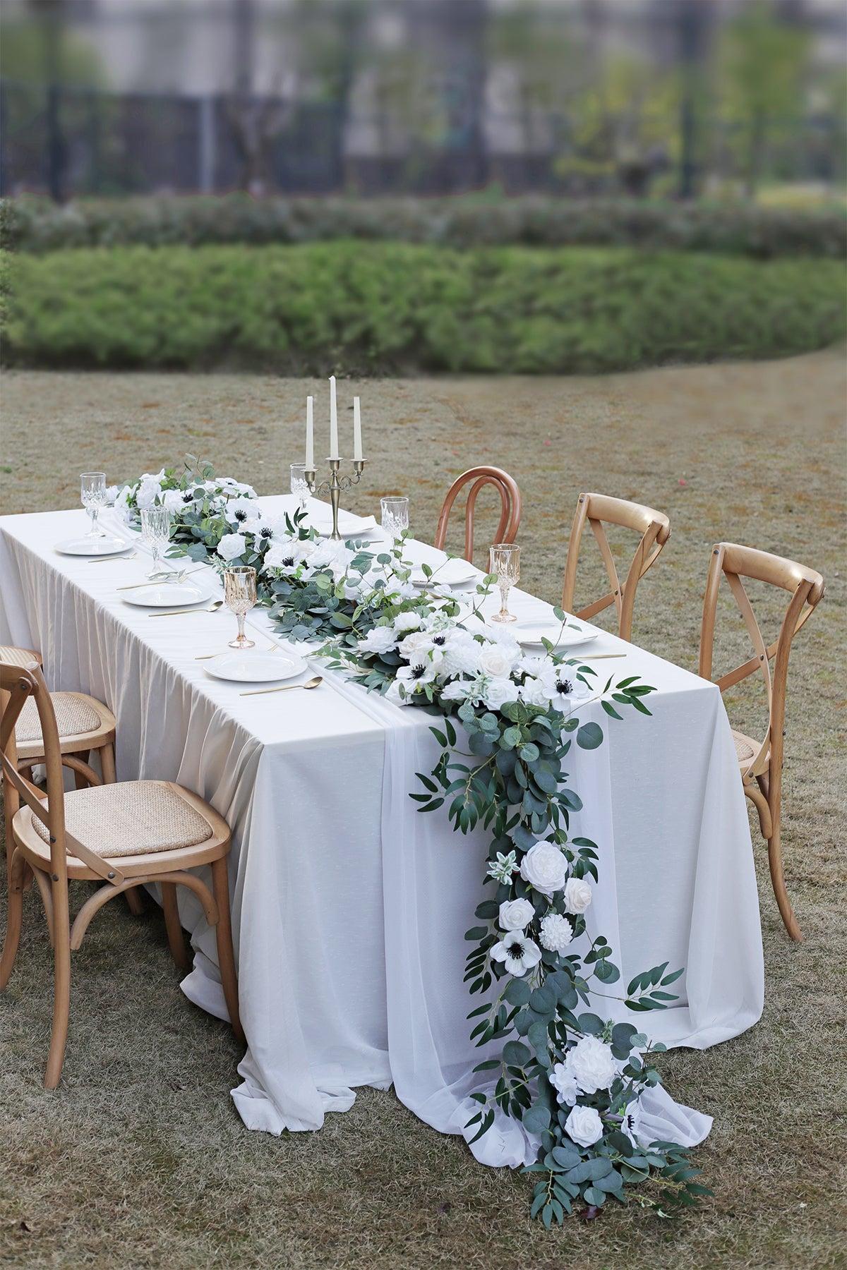 6ft Flower Garland in White & Beige