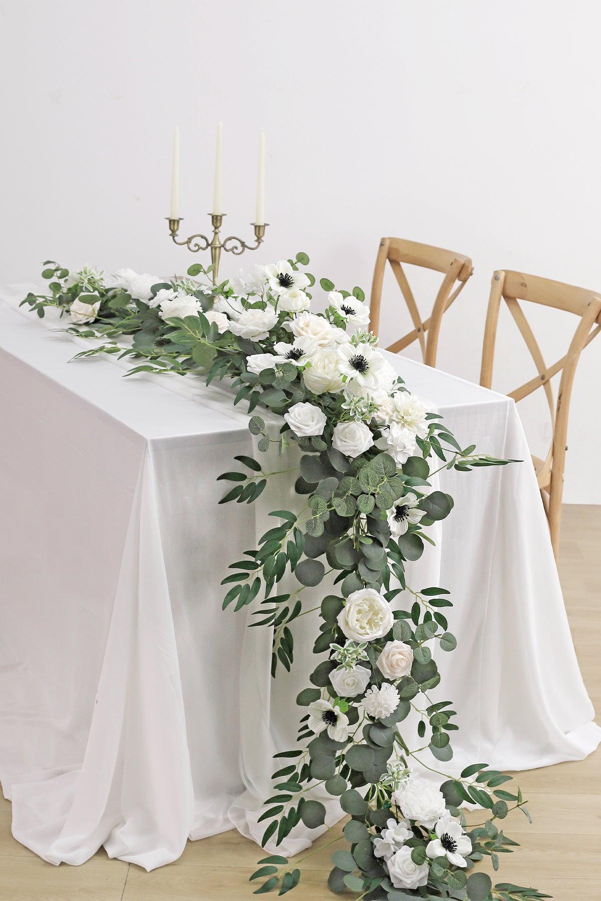 6ft Flower Garland in White & Beige