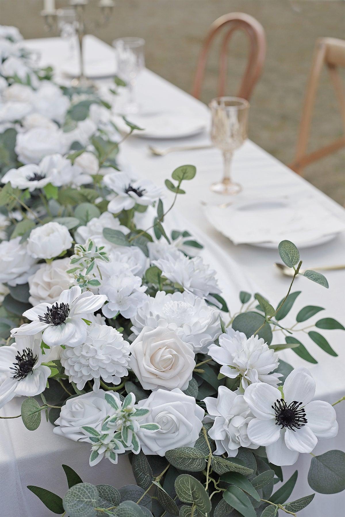 6ft Flower Garland in White & Beige