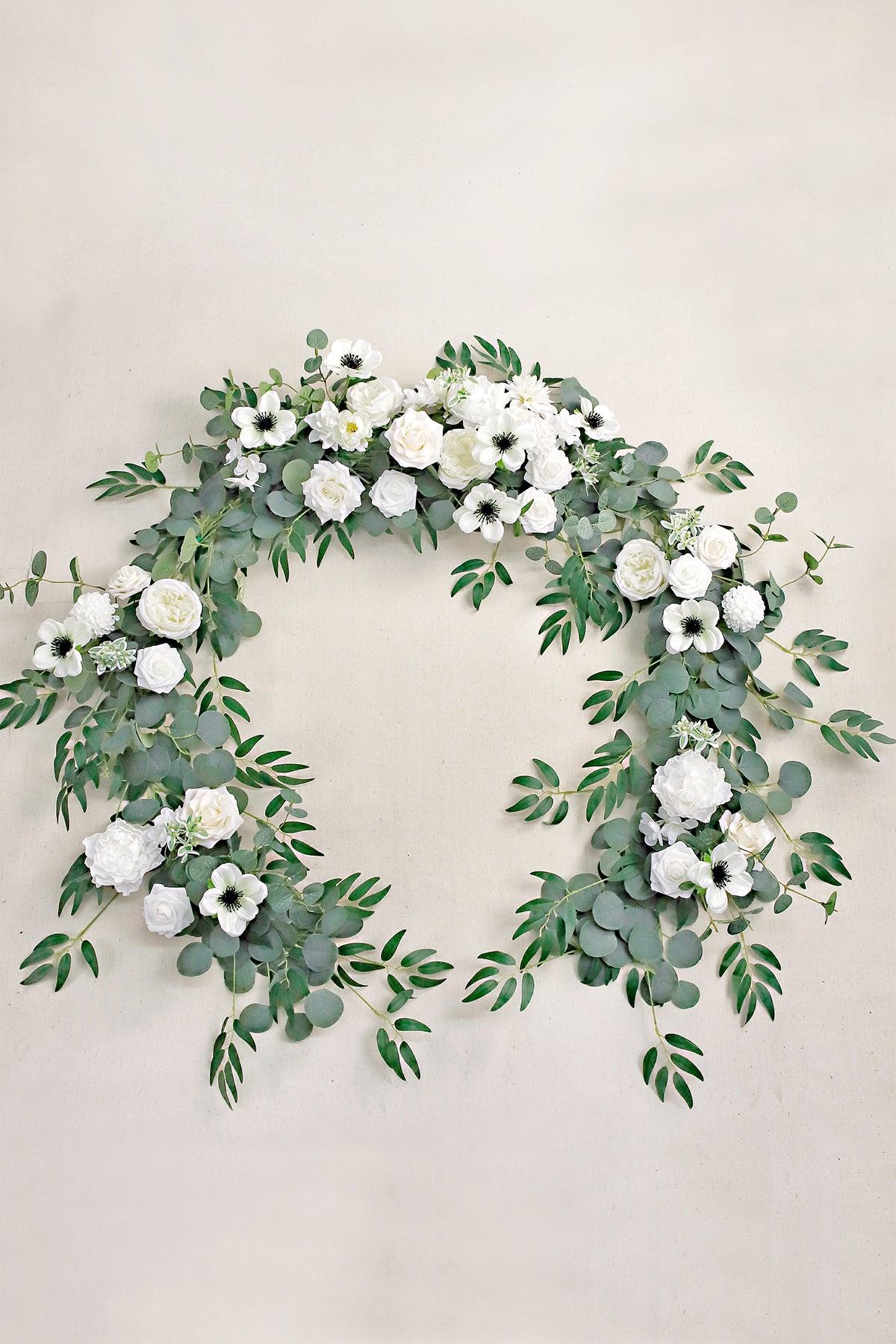 6ft Flower Garland in White & Beige