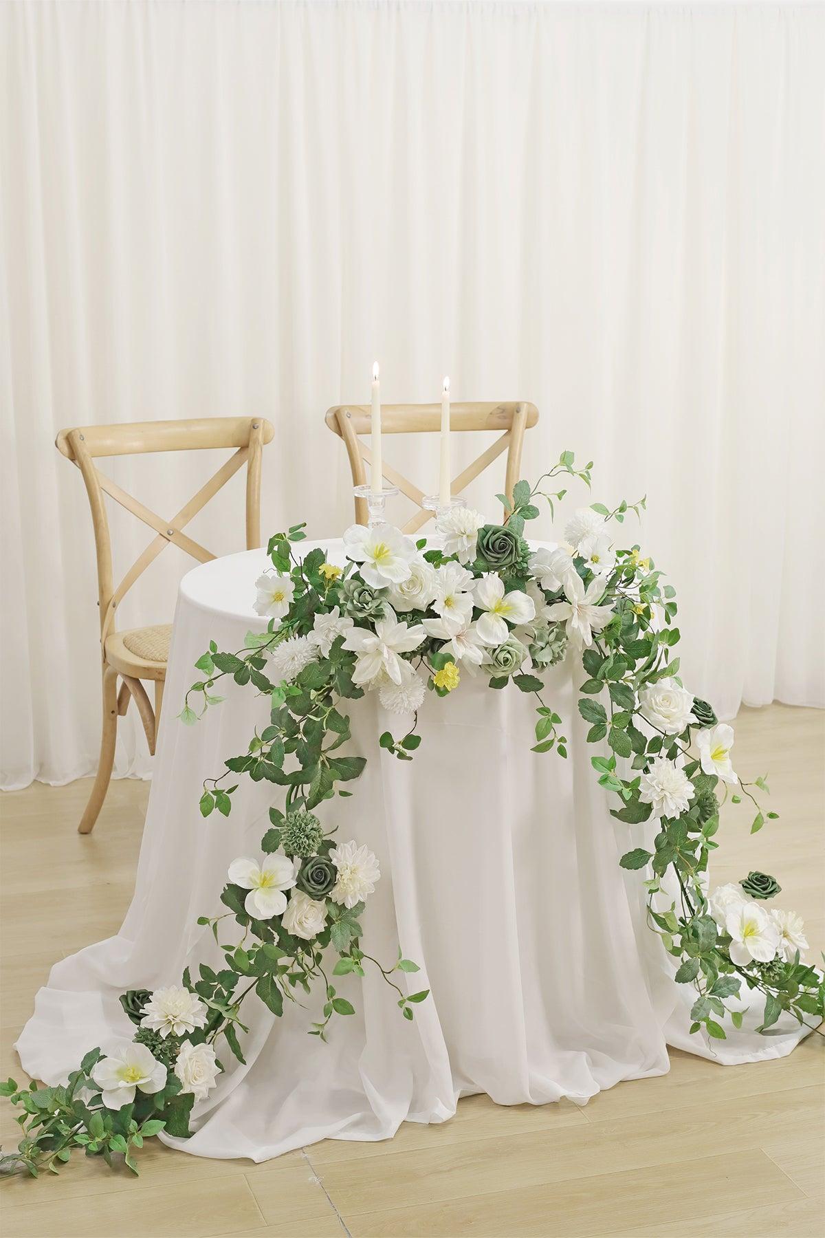 6ft Flower Garland in White & Green