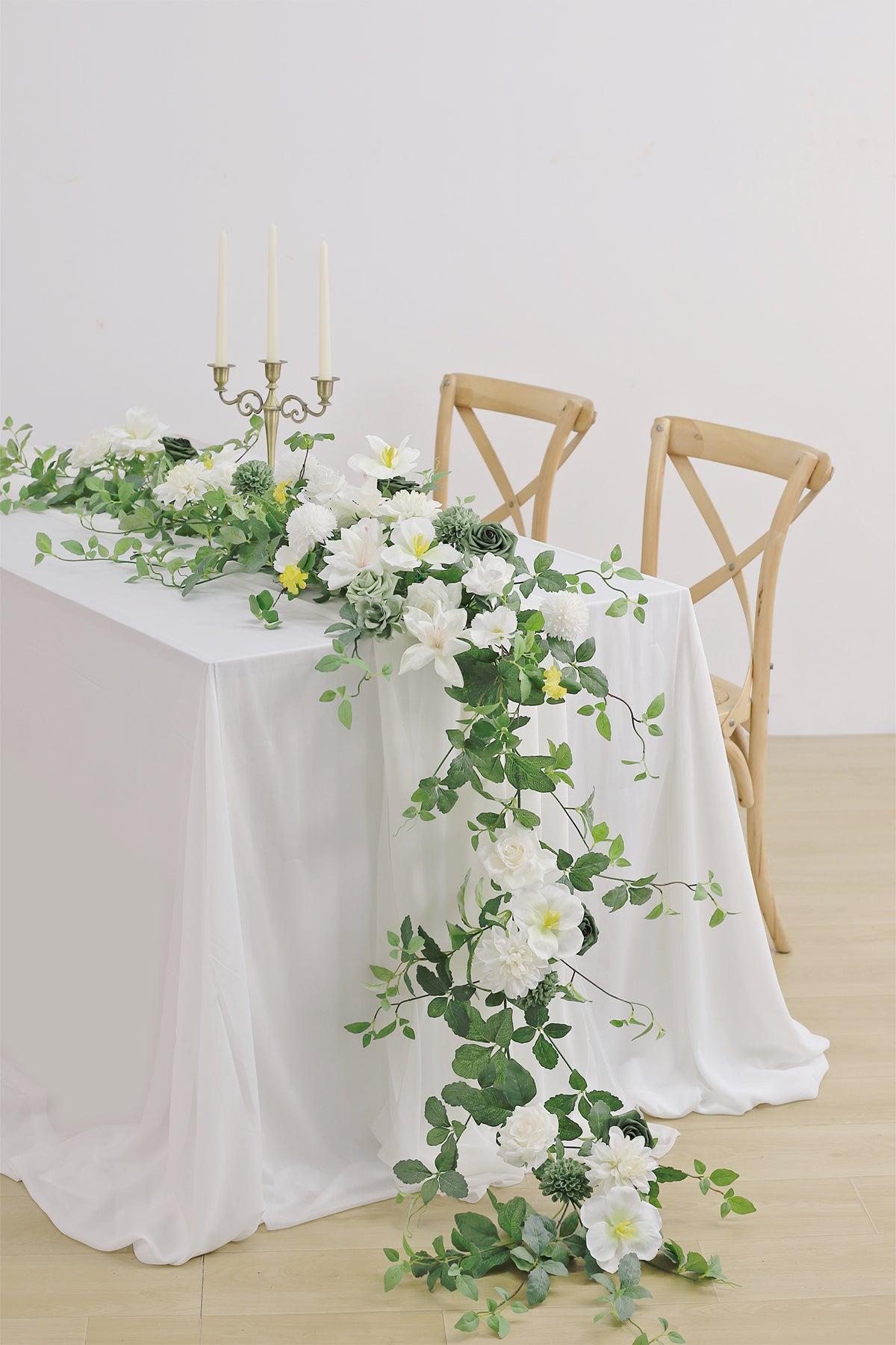 6ft Flower Garland in White & Green