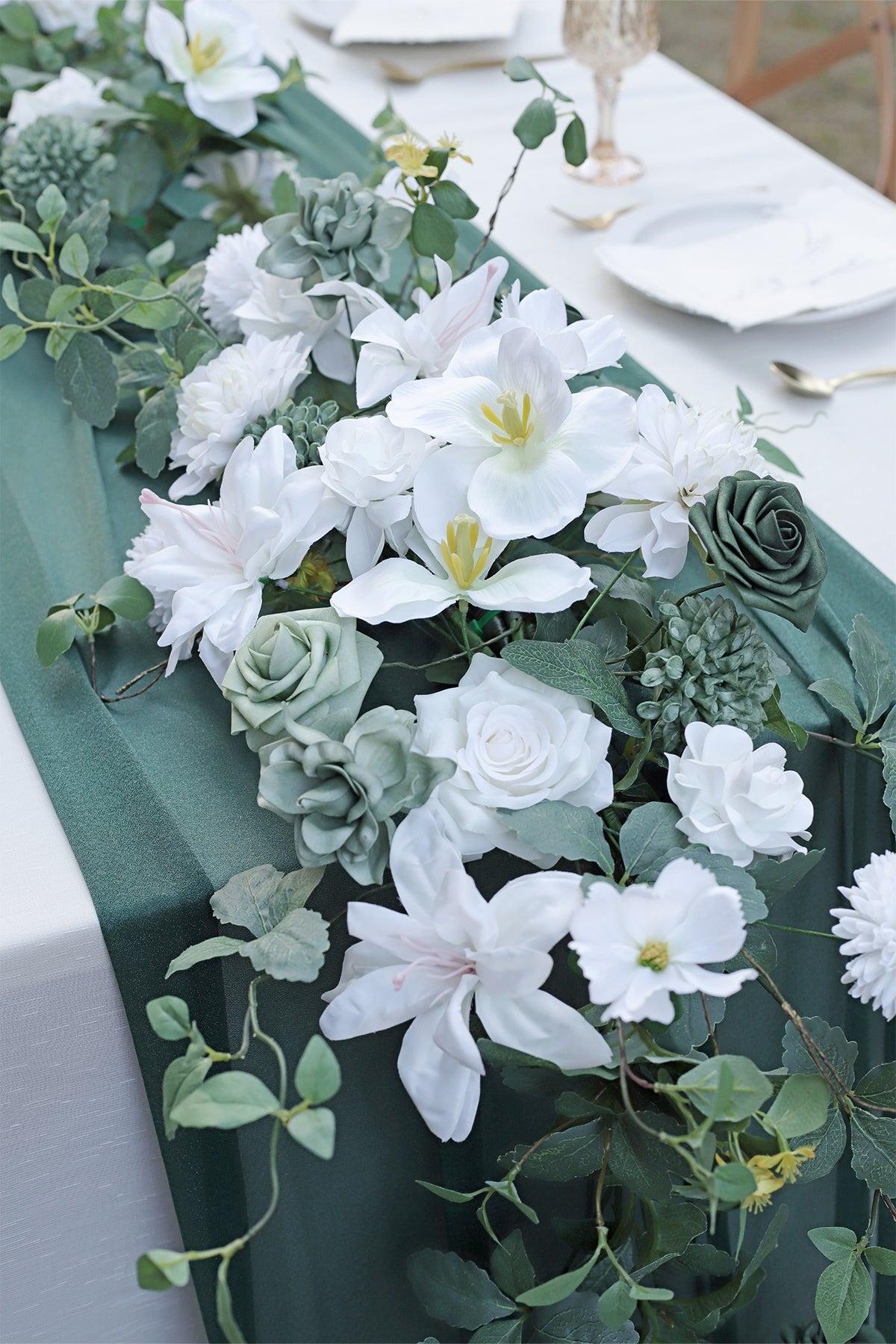 6ft Flower Garland in White & Green