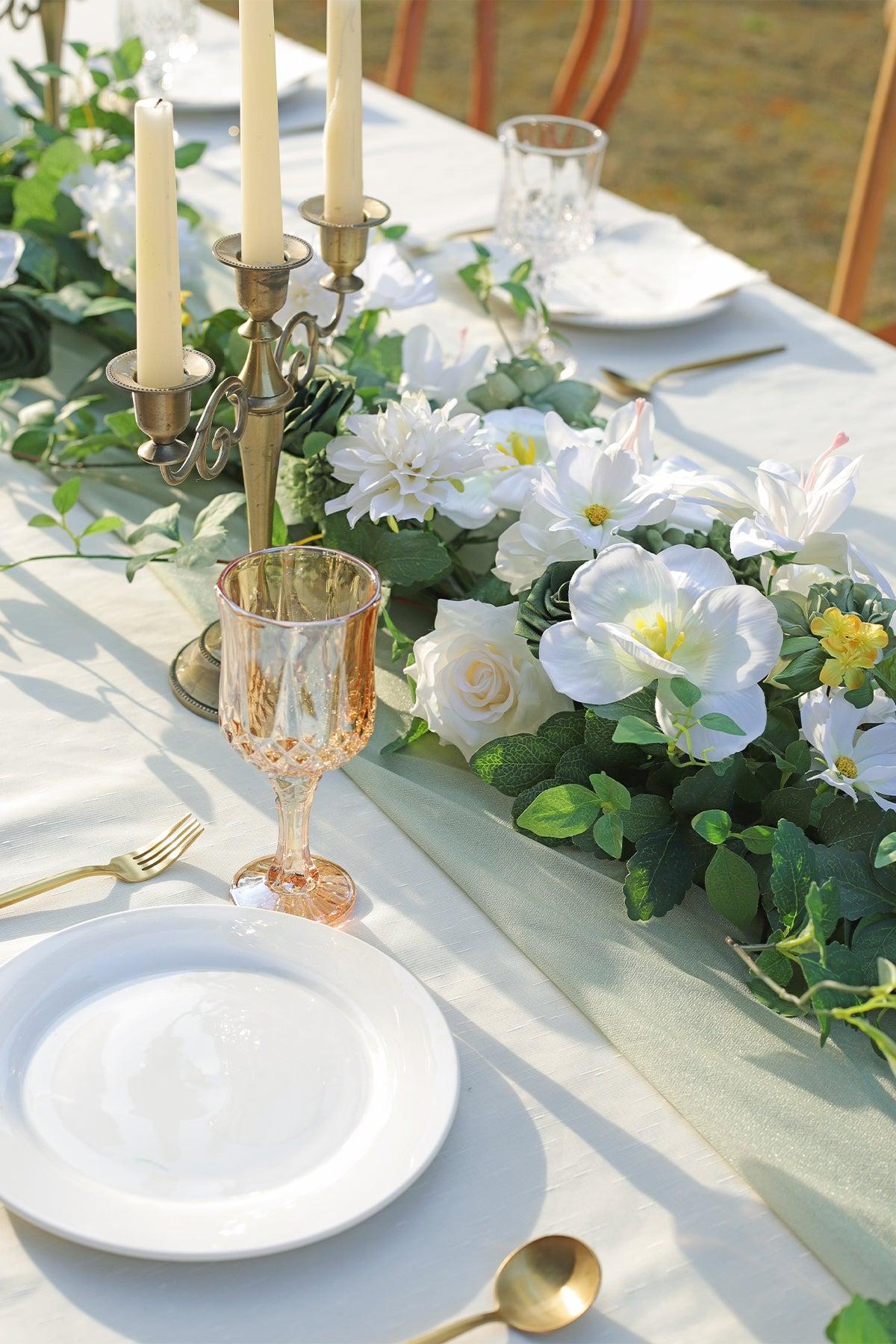 6ft Flower Garland in White & Green