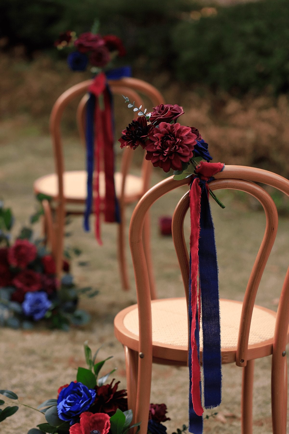 Aisle & Chair Decor in Burgundy & Navy