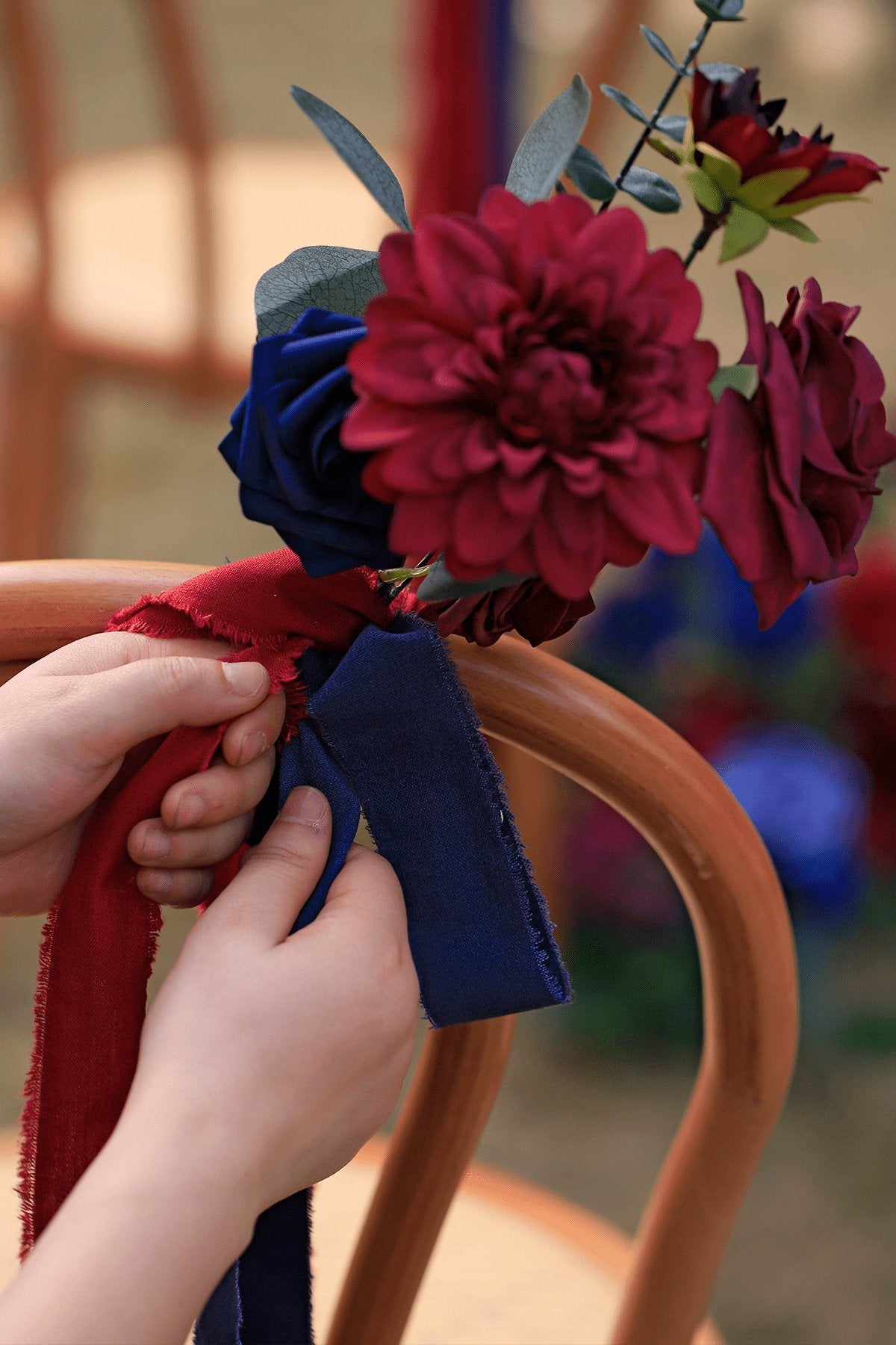 Aisle & Chair Decor in Burgundy & Navy