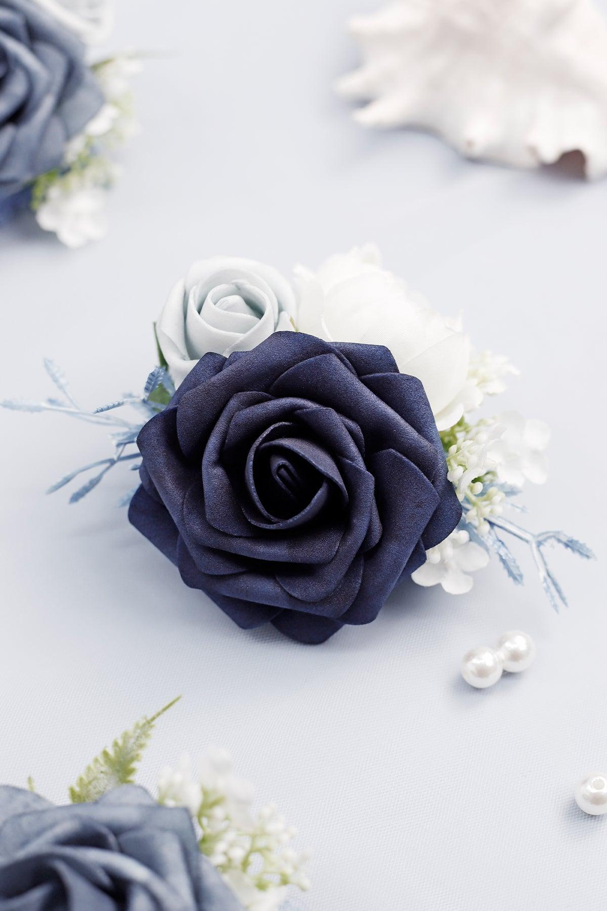 Boutonnieres in Dusty Blue & Navy