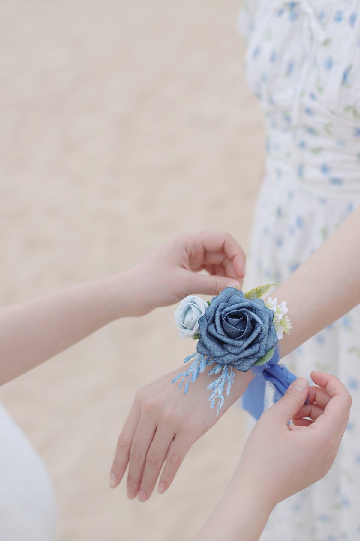 Boutonnieres in Dusty Blue & Navy