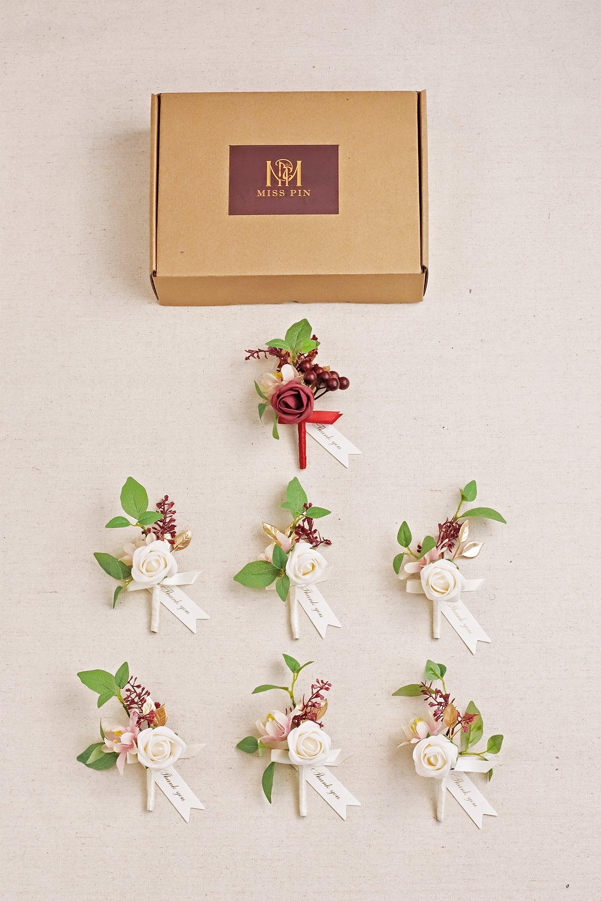 Boutonnieres in Romantic Marsala