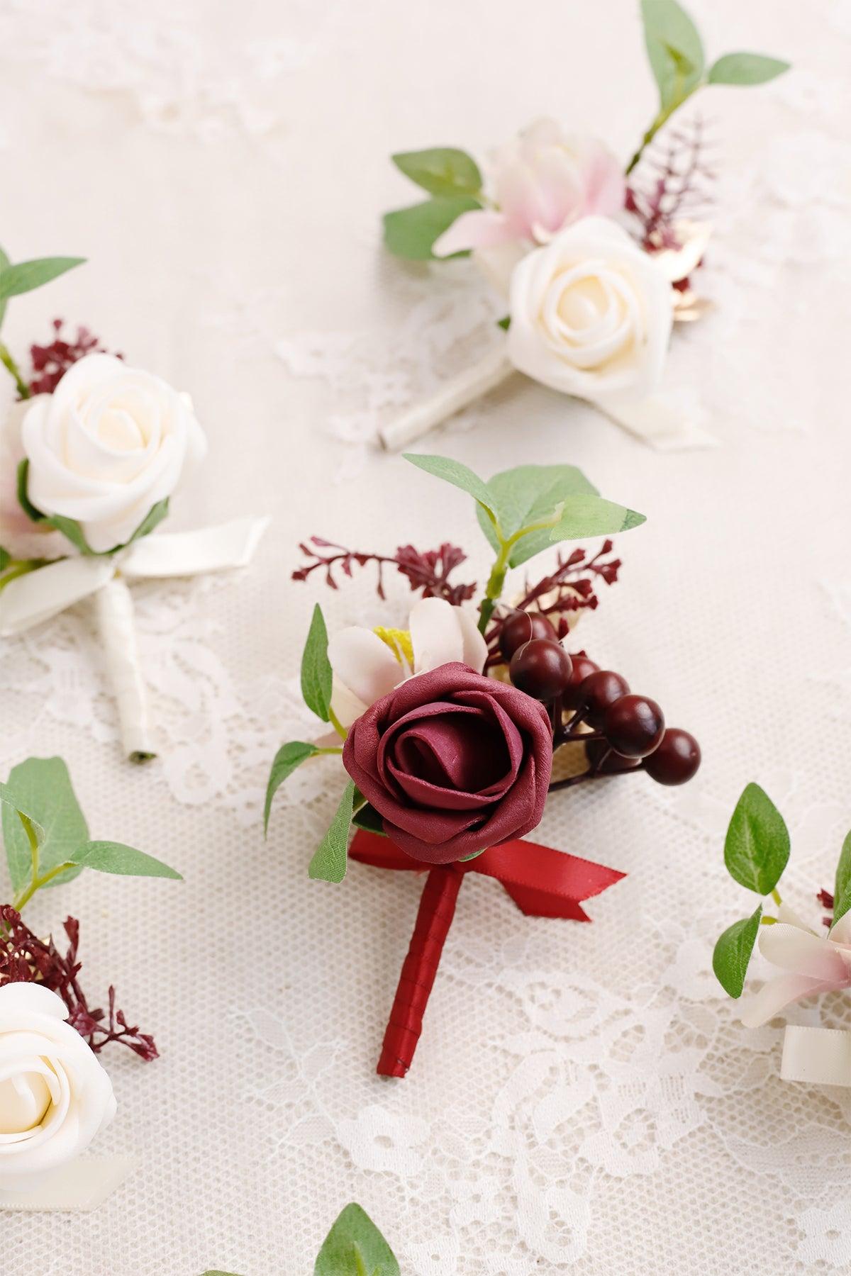 Boutonnieres in Romantic Marsala