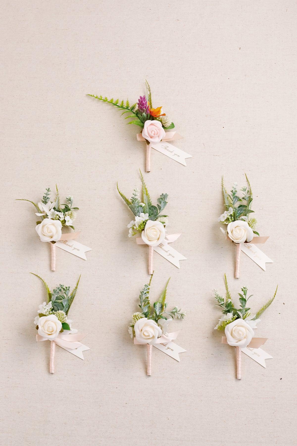 Boutonnieres in Tropical Pink & Cream