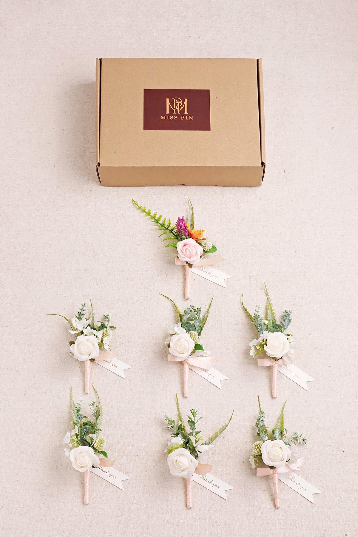 Boutonnieres in Tropical Pink & Cream