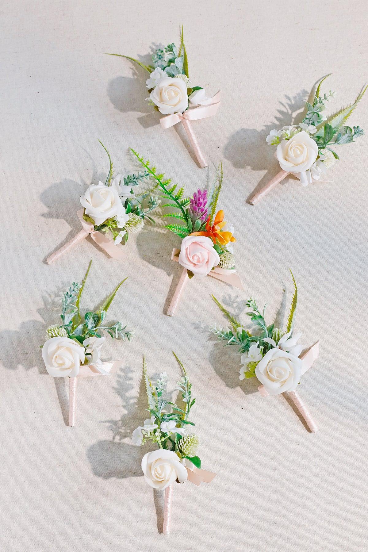 Boutonnieres in Tropical Pink & Cream