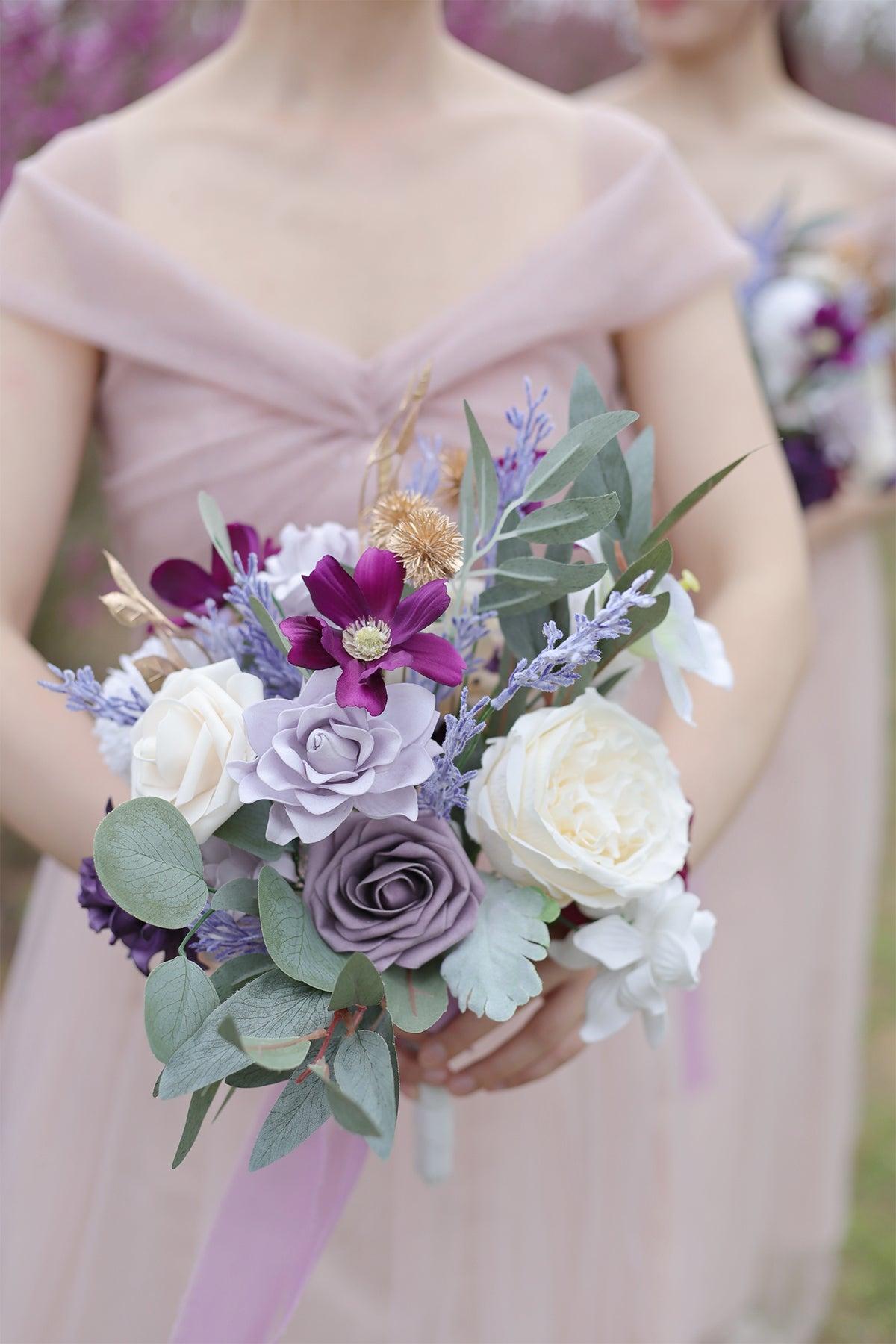 Bridesmaid Bouquets in Lilac & Gold