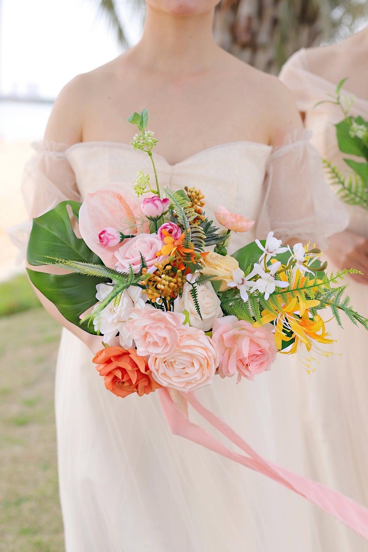 Bridesmaid Bouquets in Tropical Pink & Cream