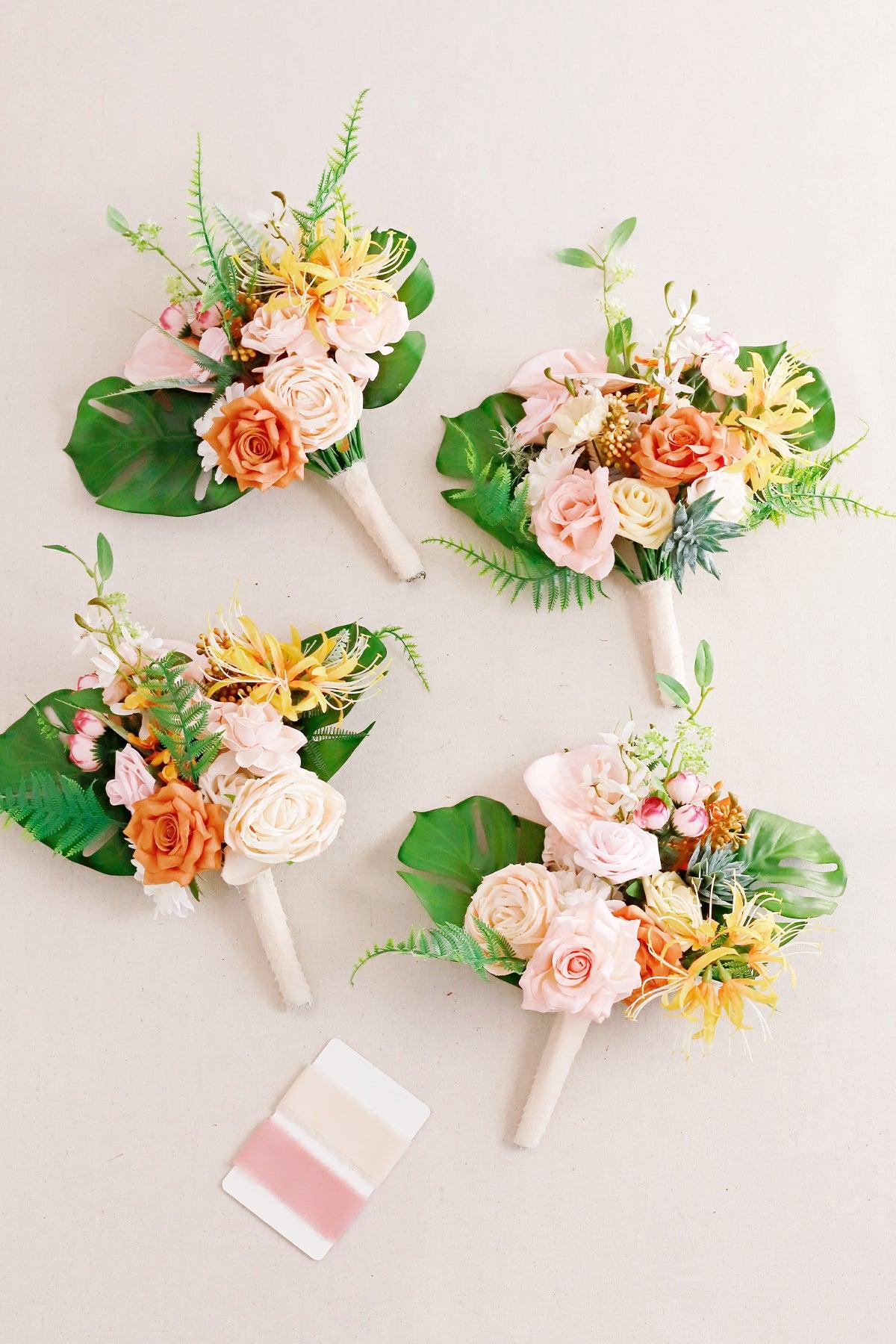 Bridesmaid Bouquets in Tropical Pink & Cream