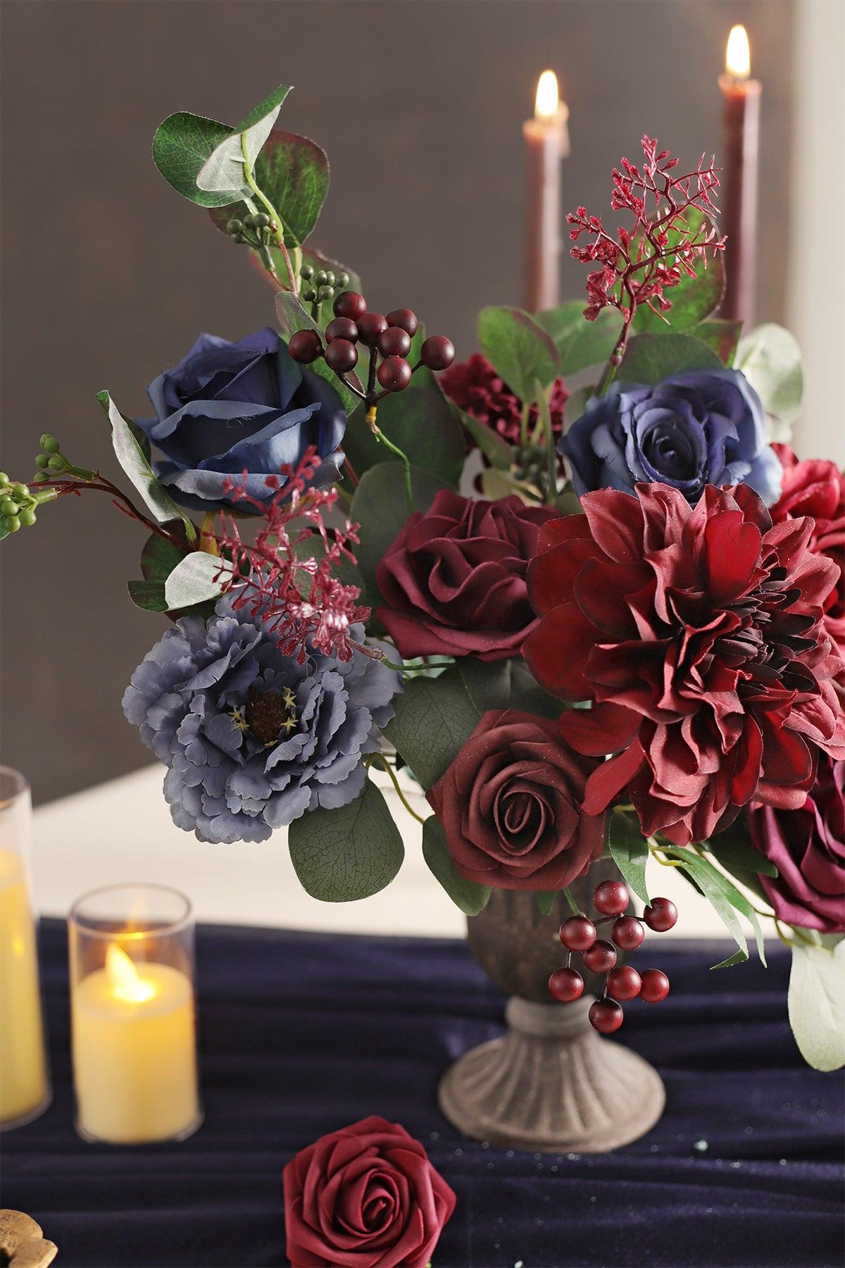 DIY Designer Flower Boxes in Burgundy & Navy - A