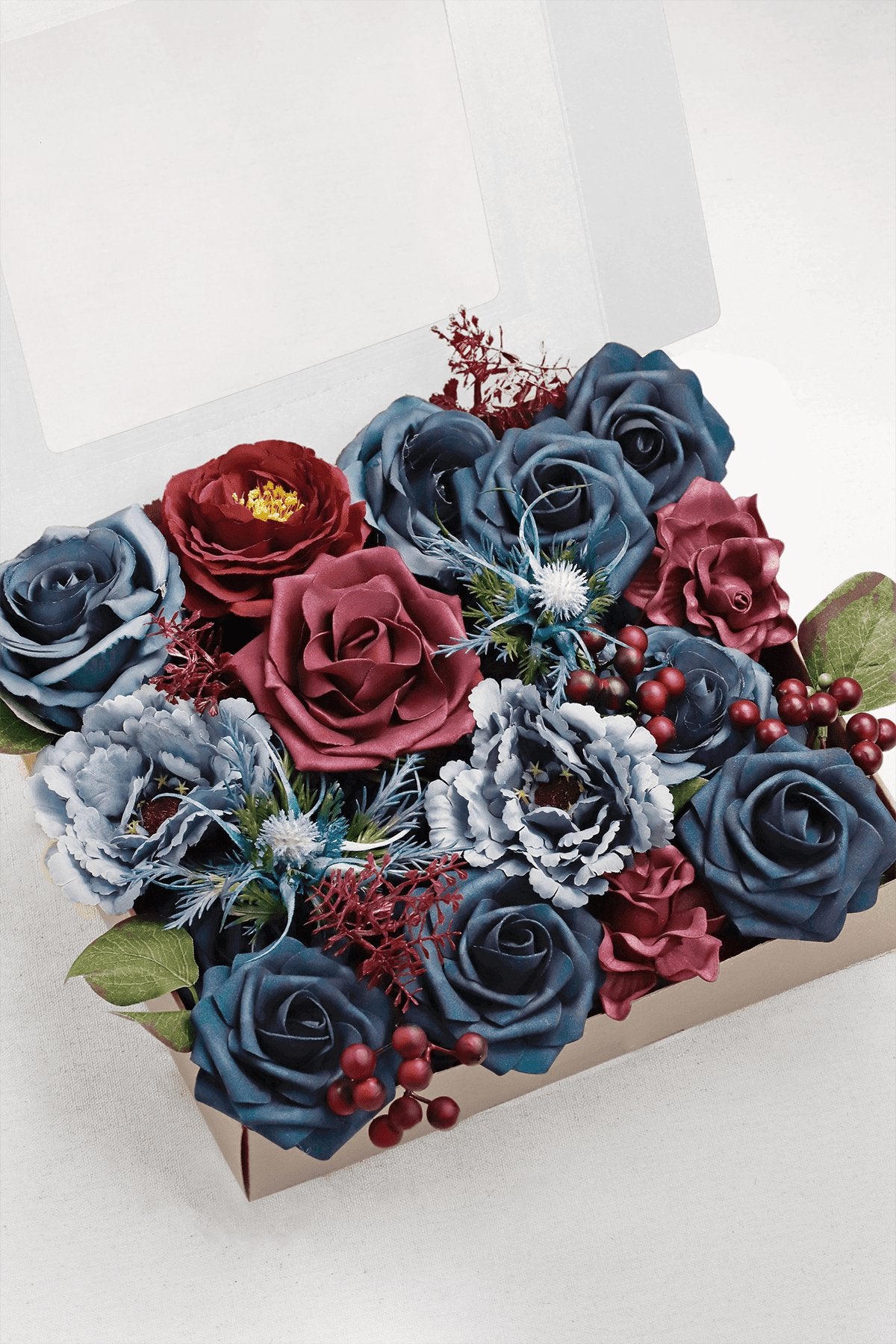 DIY Designer Flower Boxes in Burgundy & Navy - C