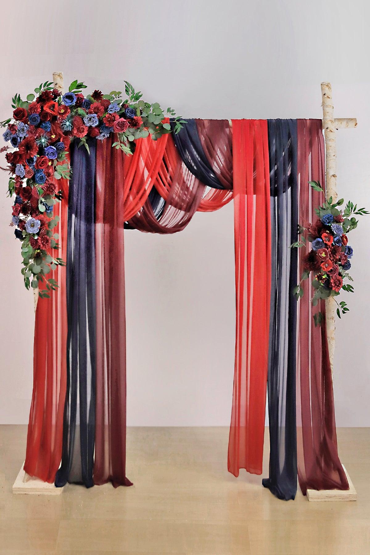 Flower Arch Decor with Drapes in Burgundy & Navy