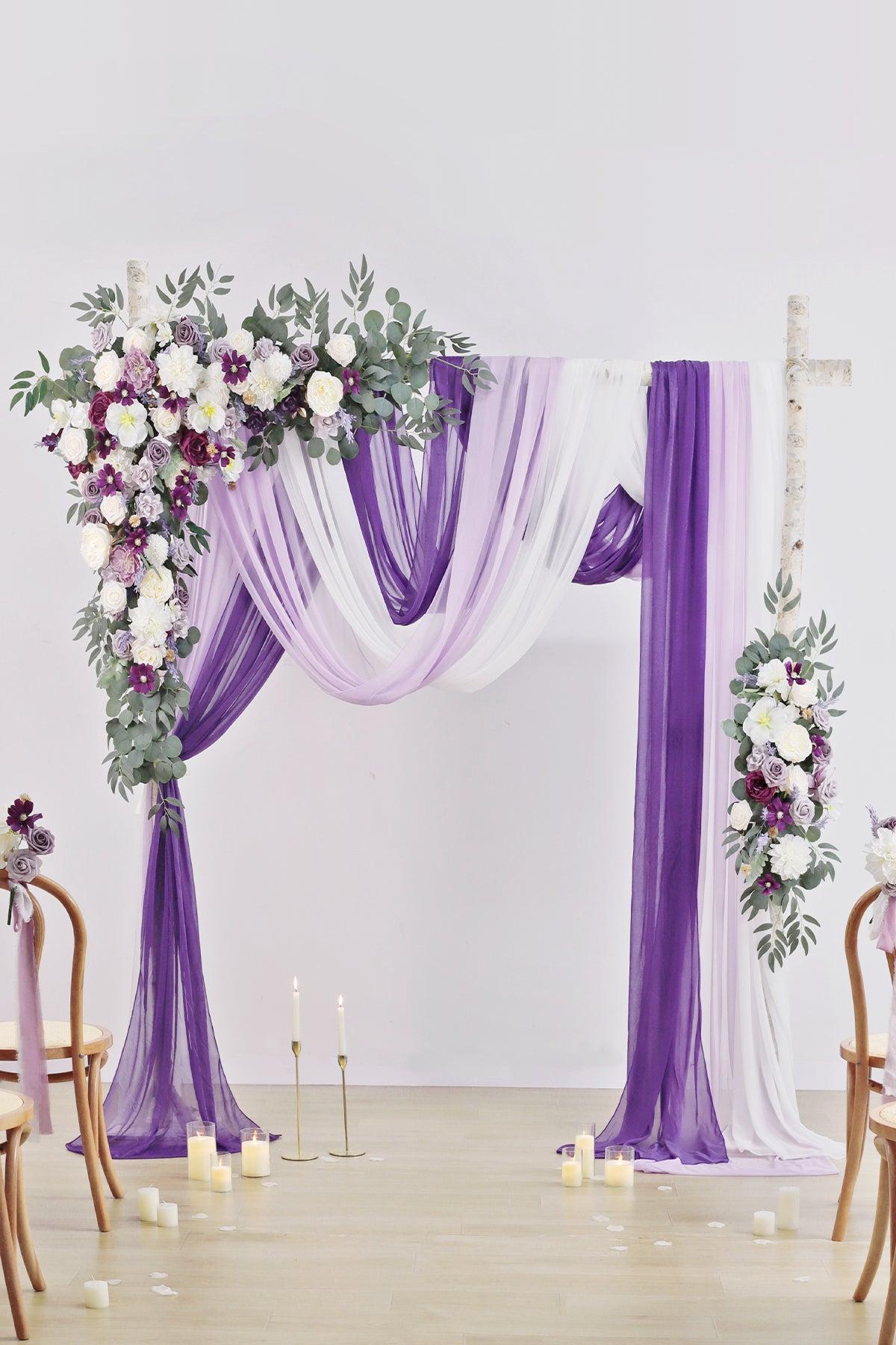 Flower Arch Decor with Drapes in Lilac & Gold