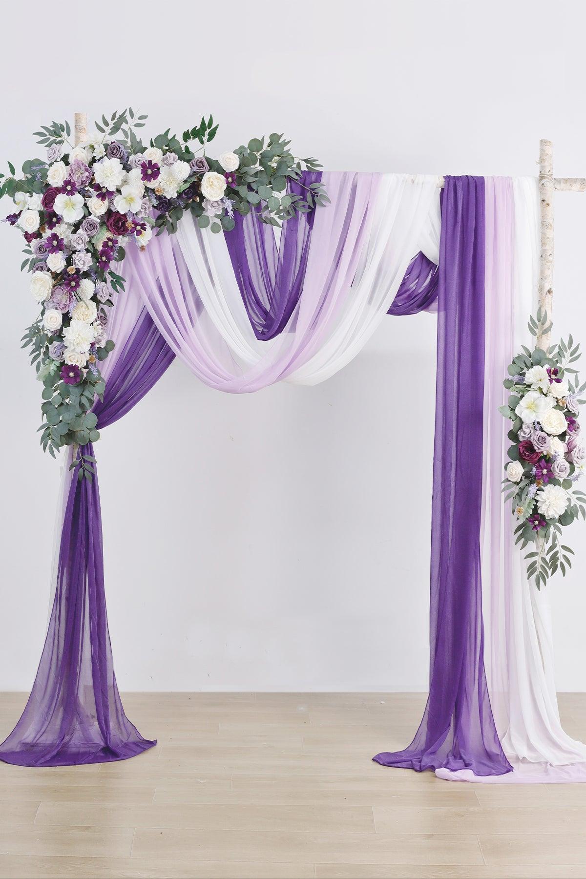 Flower Arch Decor with Drapes in Lilac & Gold