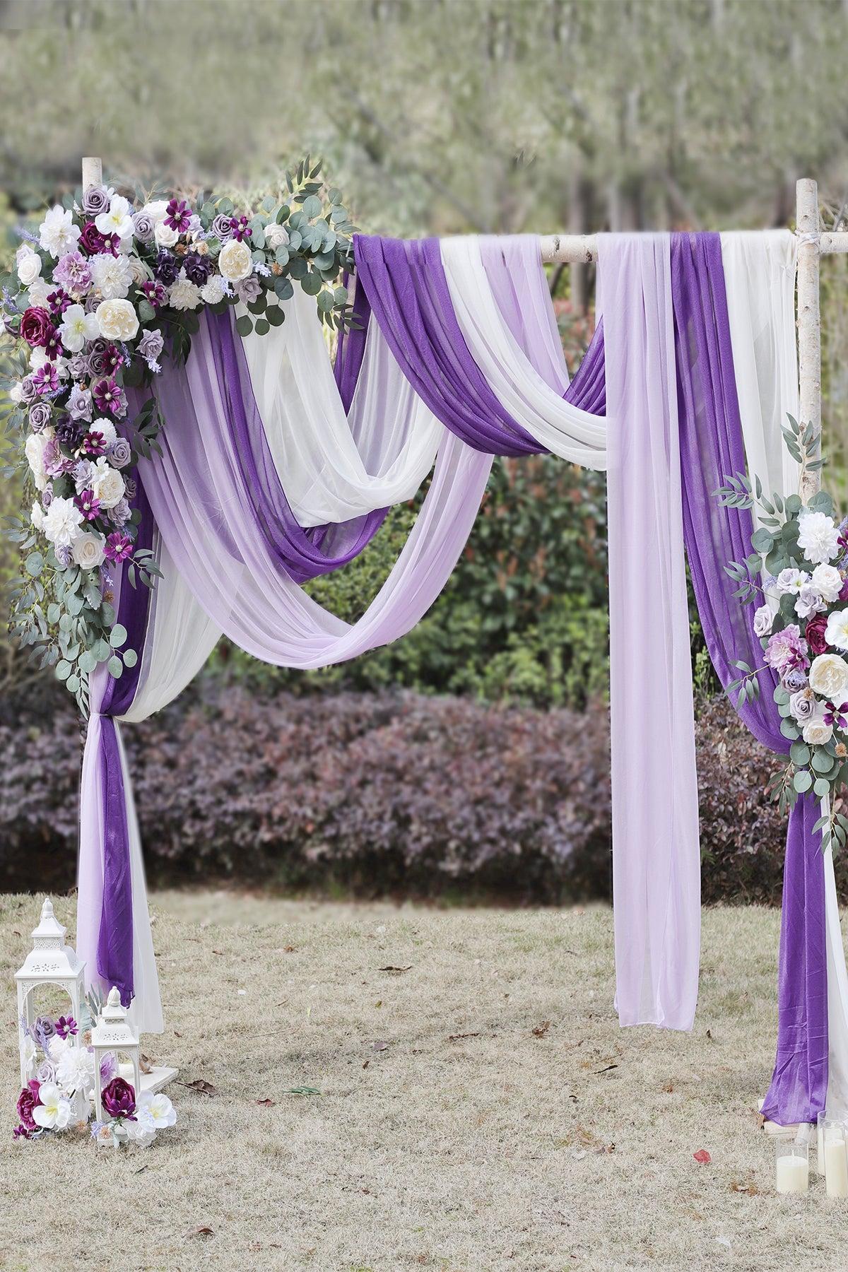 Flower Arch Decor with Drapes in Lilac & Gold