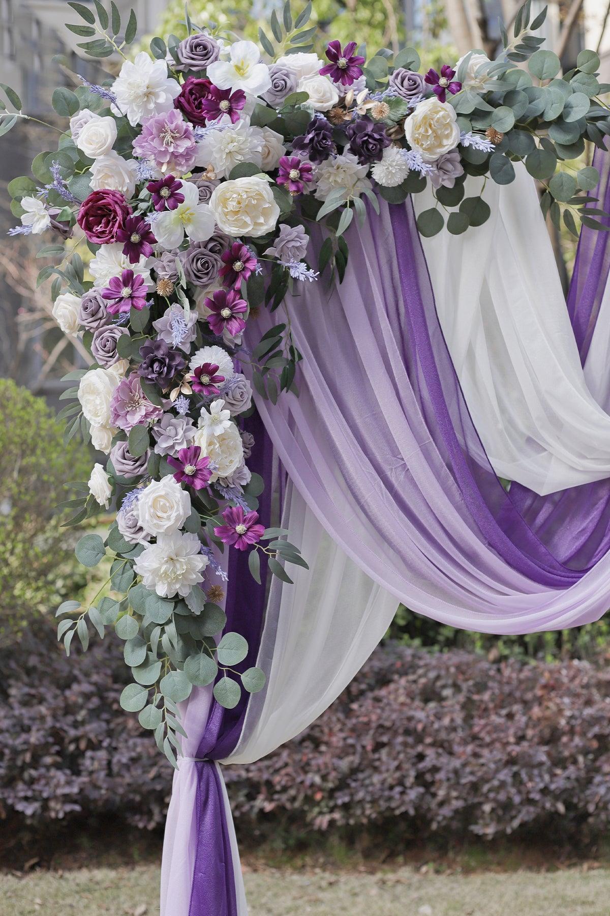 Flower Arch Decor with Drapes in Lilac & Gold