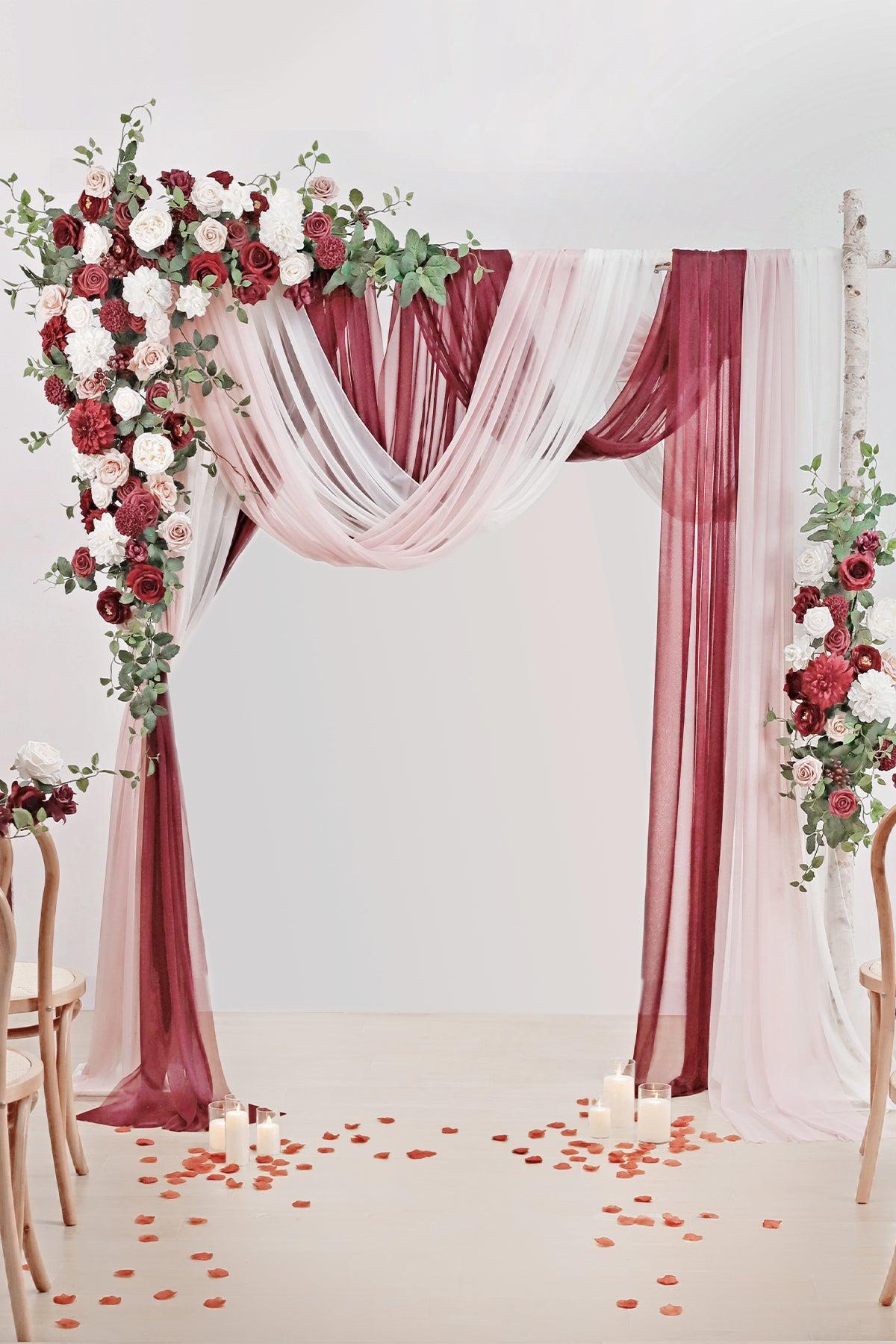 Flower Arch Decor with Drapes in Romantic Marsala