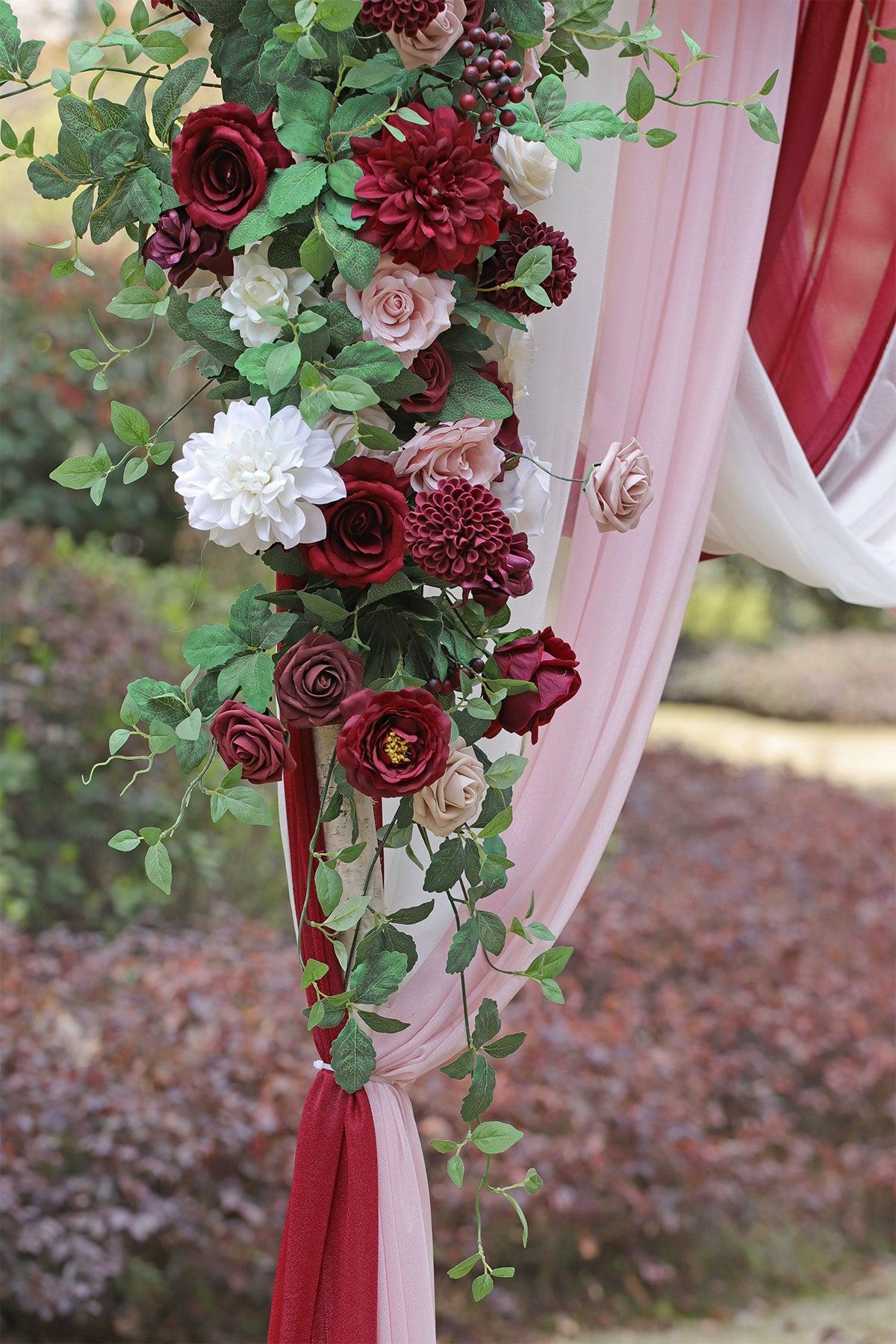 Flower Arch Decor with Drapes in Romantic Marsala