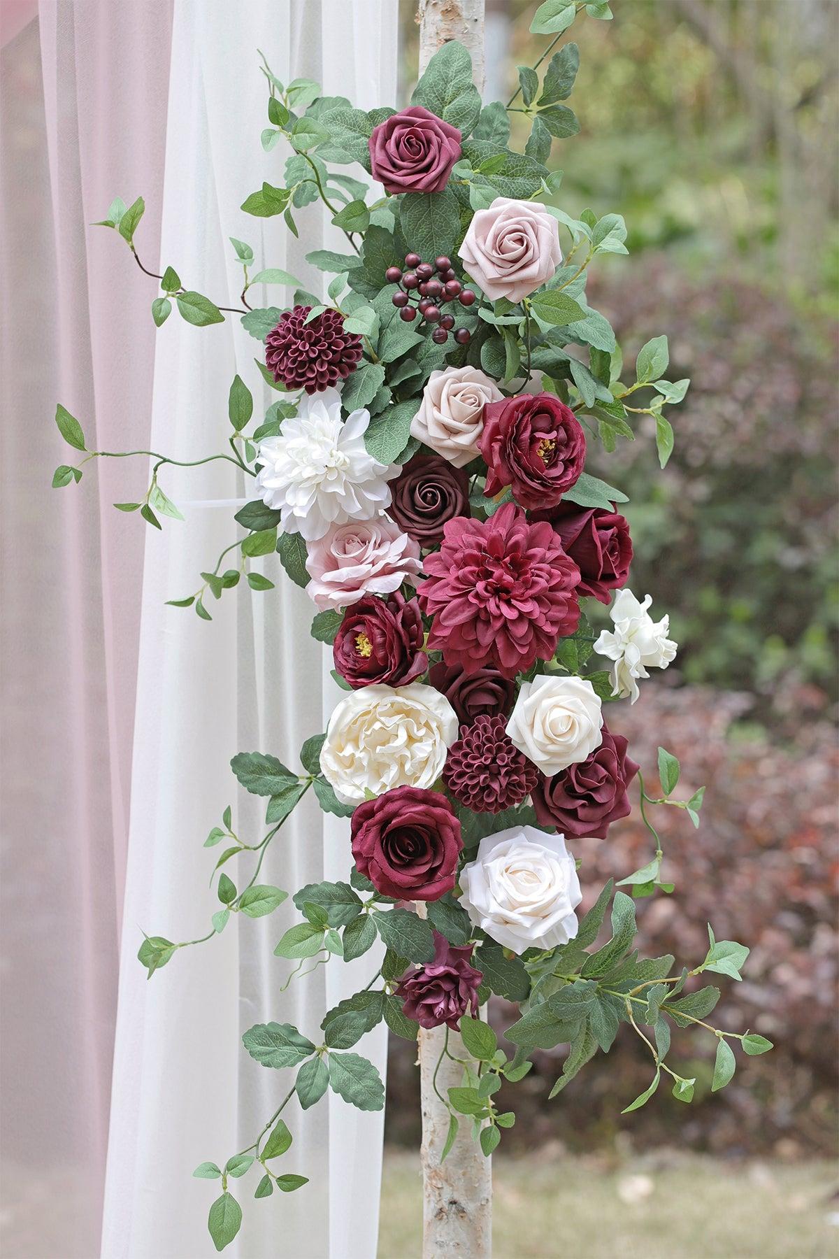 Flower Arch Decor with Drapes in Romantic Marsala