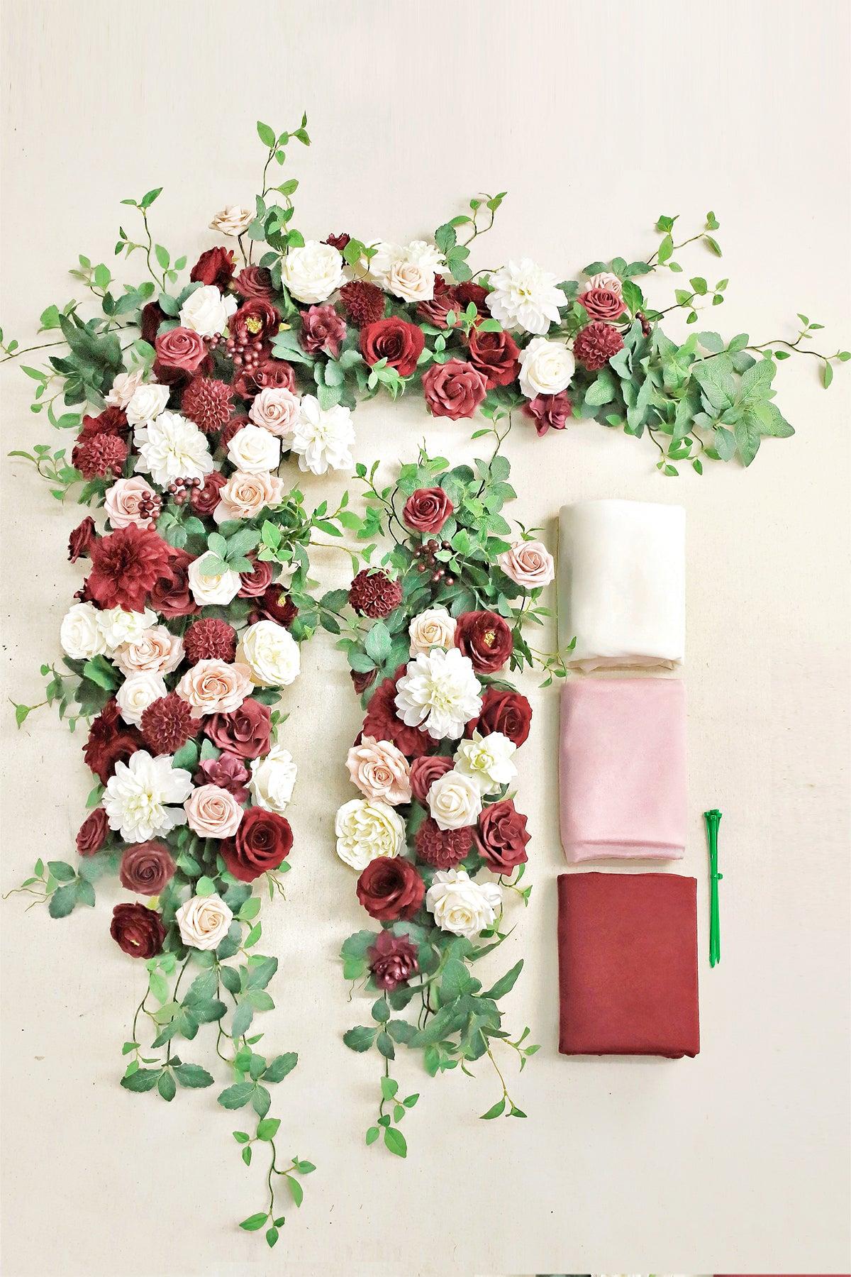 Flower Arch Decor with Drapes in Romantic Marsala