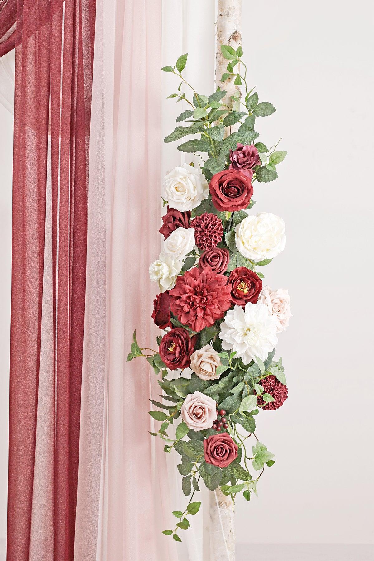 Flower Arch Decor with Drapes in Romantic Marsala