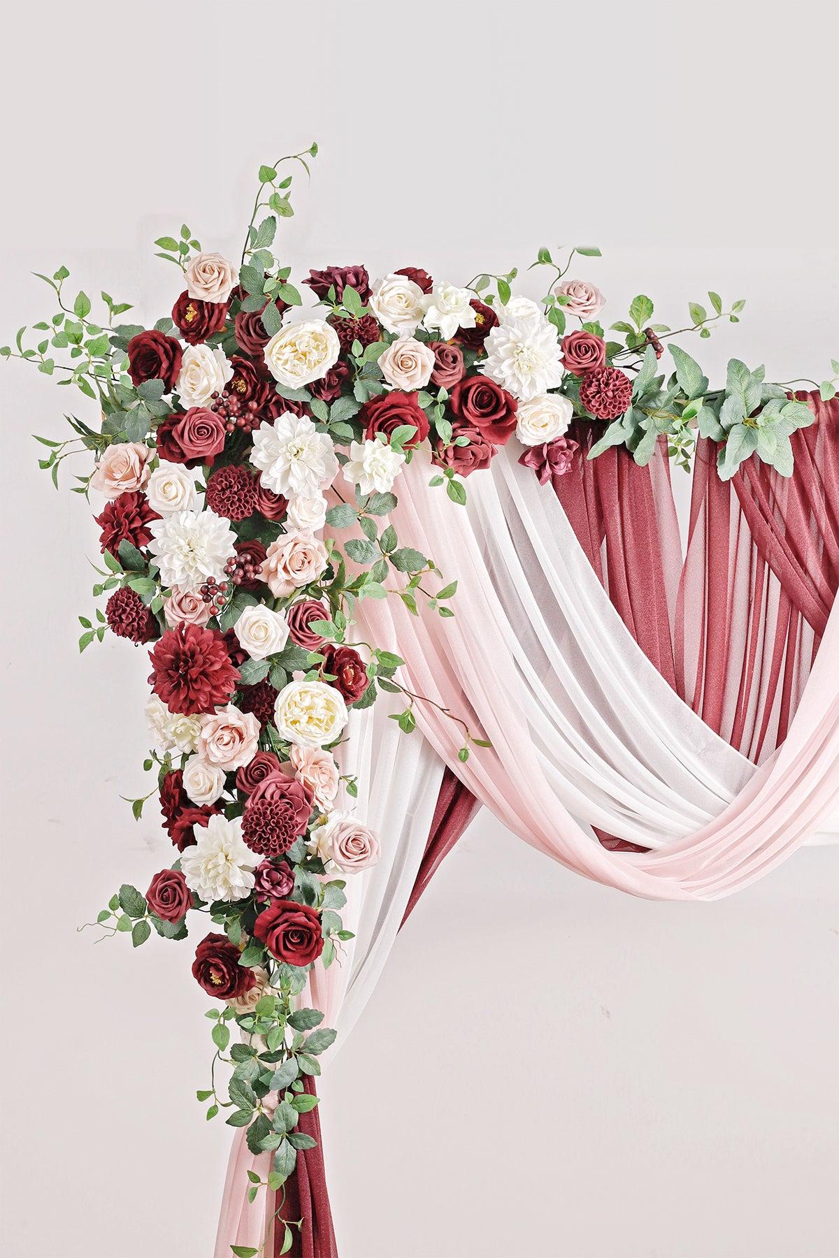 Flower Arch Decor with Drapes in Romantic Marsala