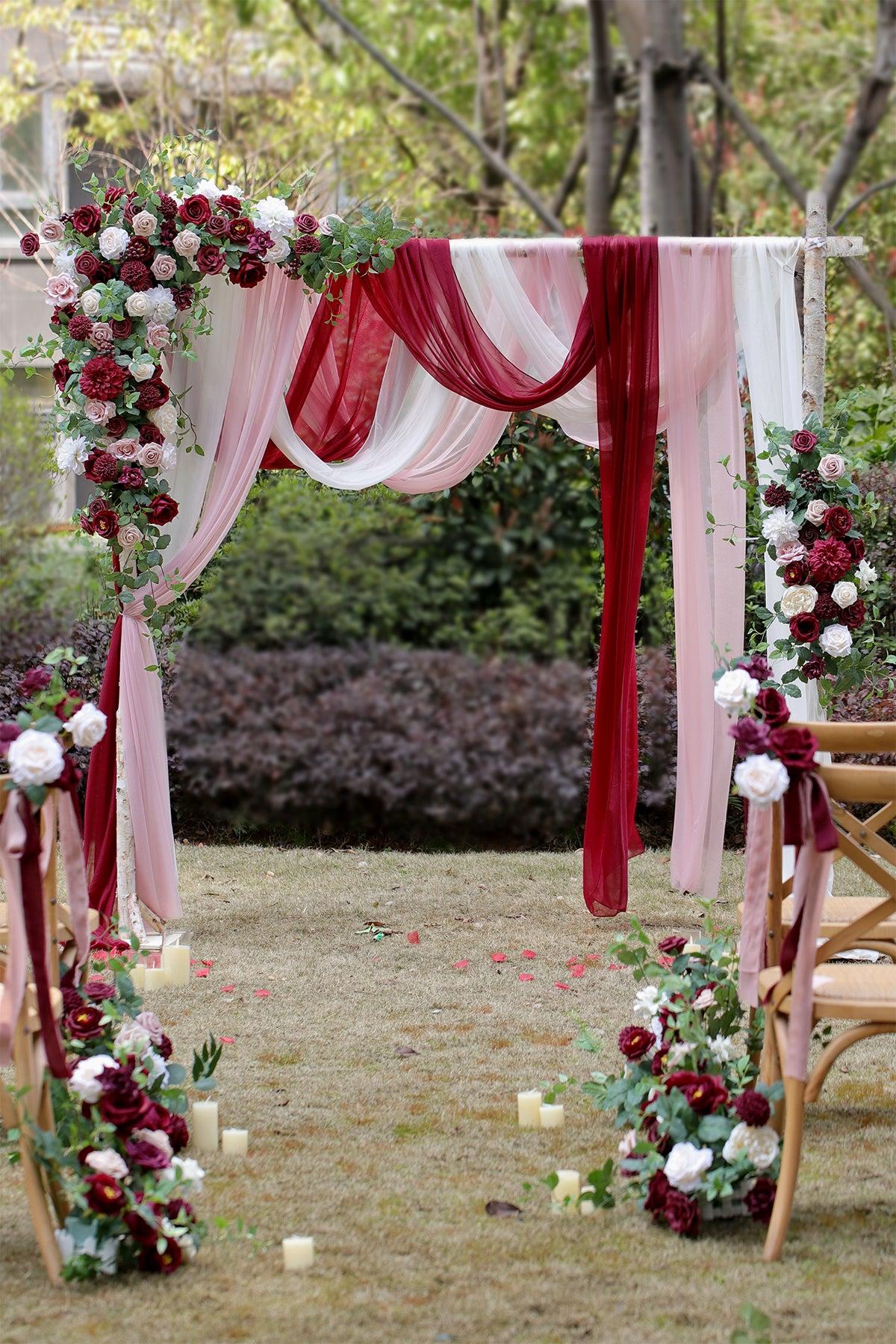 Flower Arch Decor with Drapes in Romantic Marsala