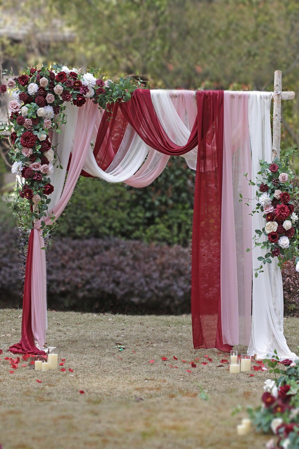 Flower Arch Decor with Drapes in Romantic Marsala