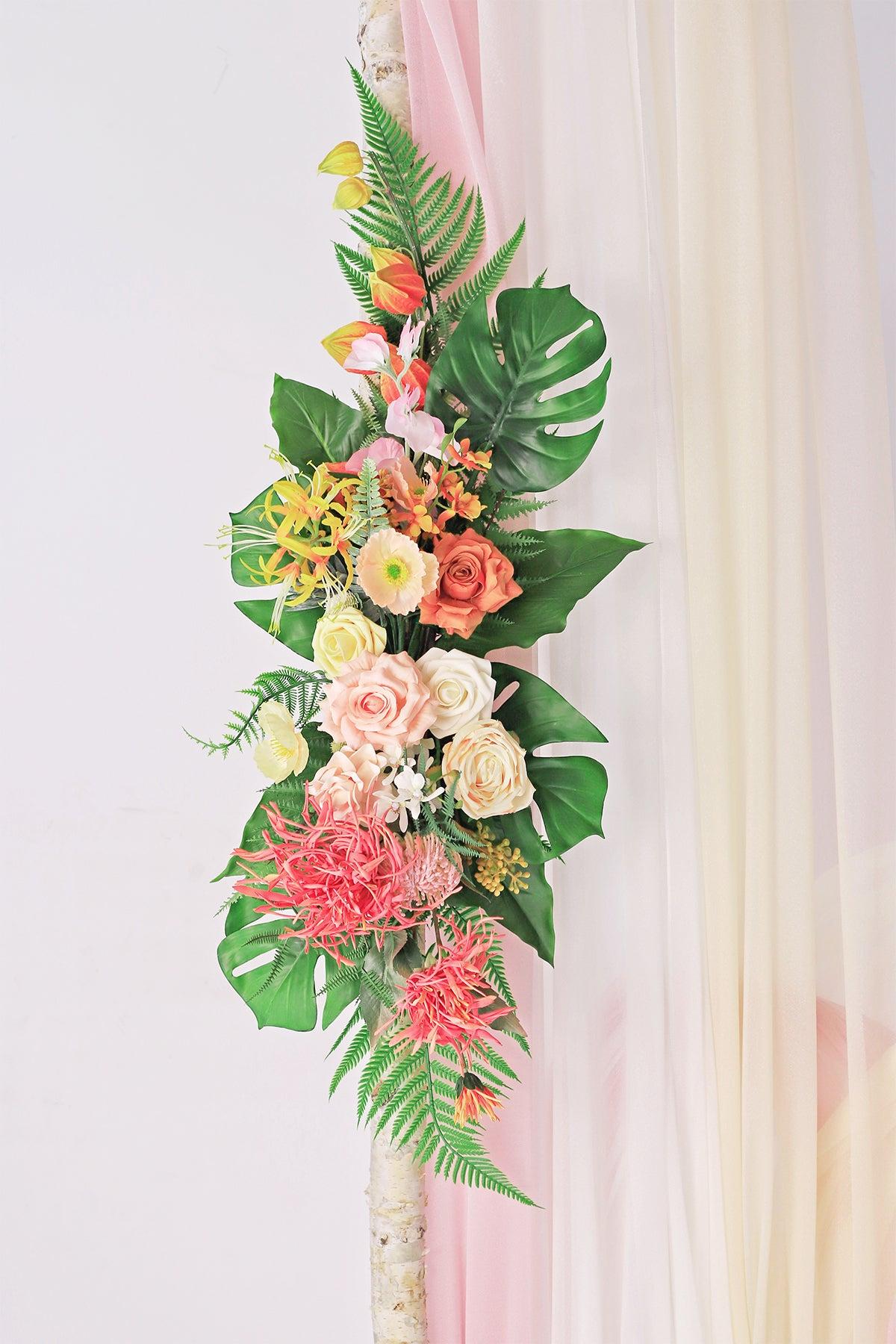 Flower Arch Decor with Drapes in Tropical Pink & Cream