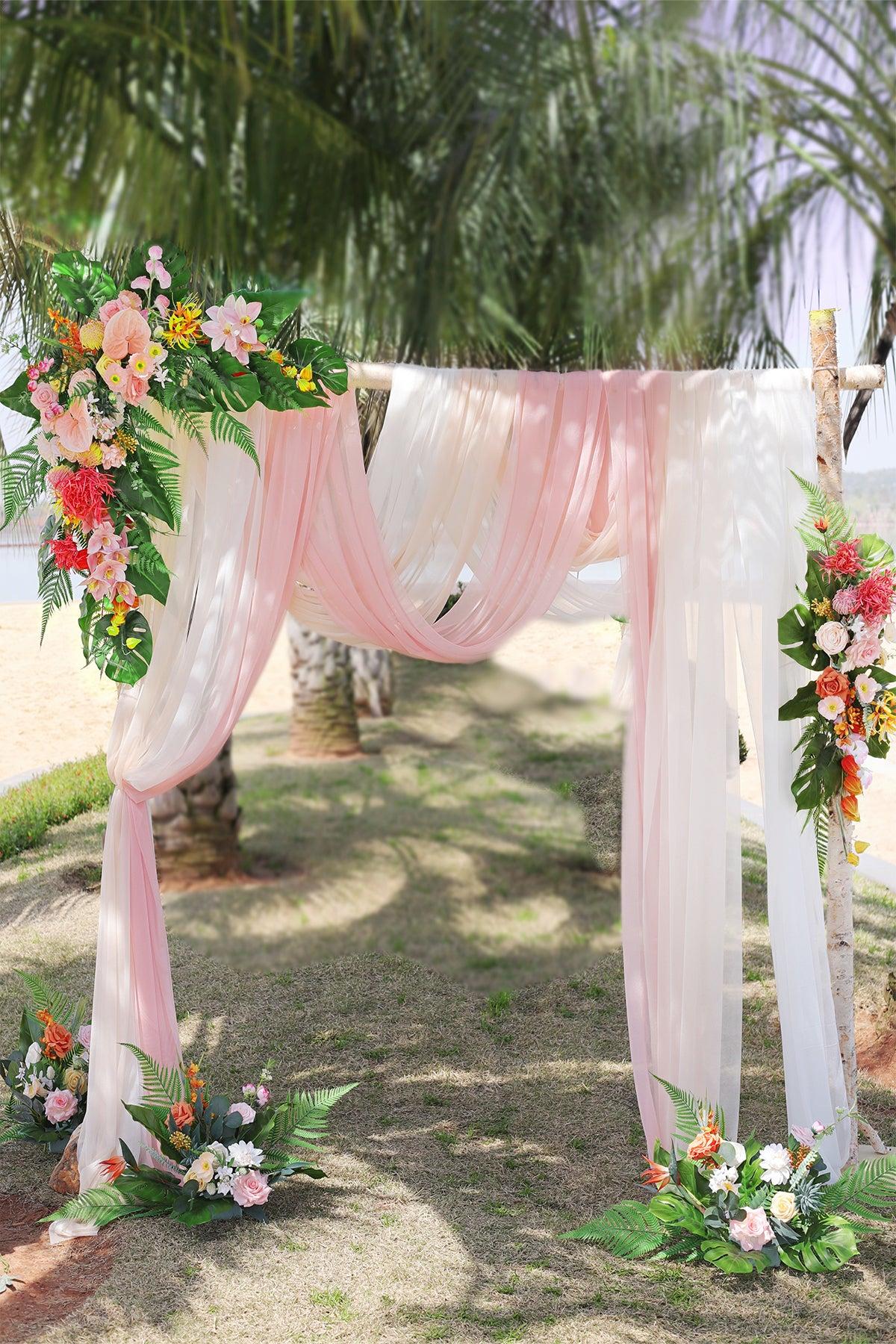 Flower Arch Decor with Drapes in Tropical Pink & Cream